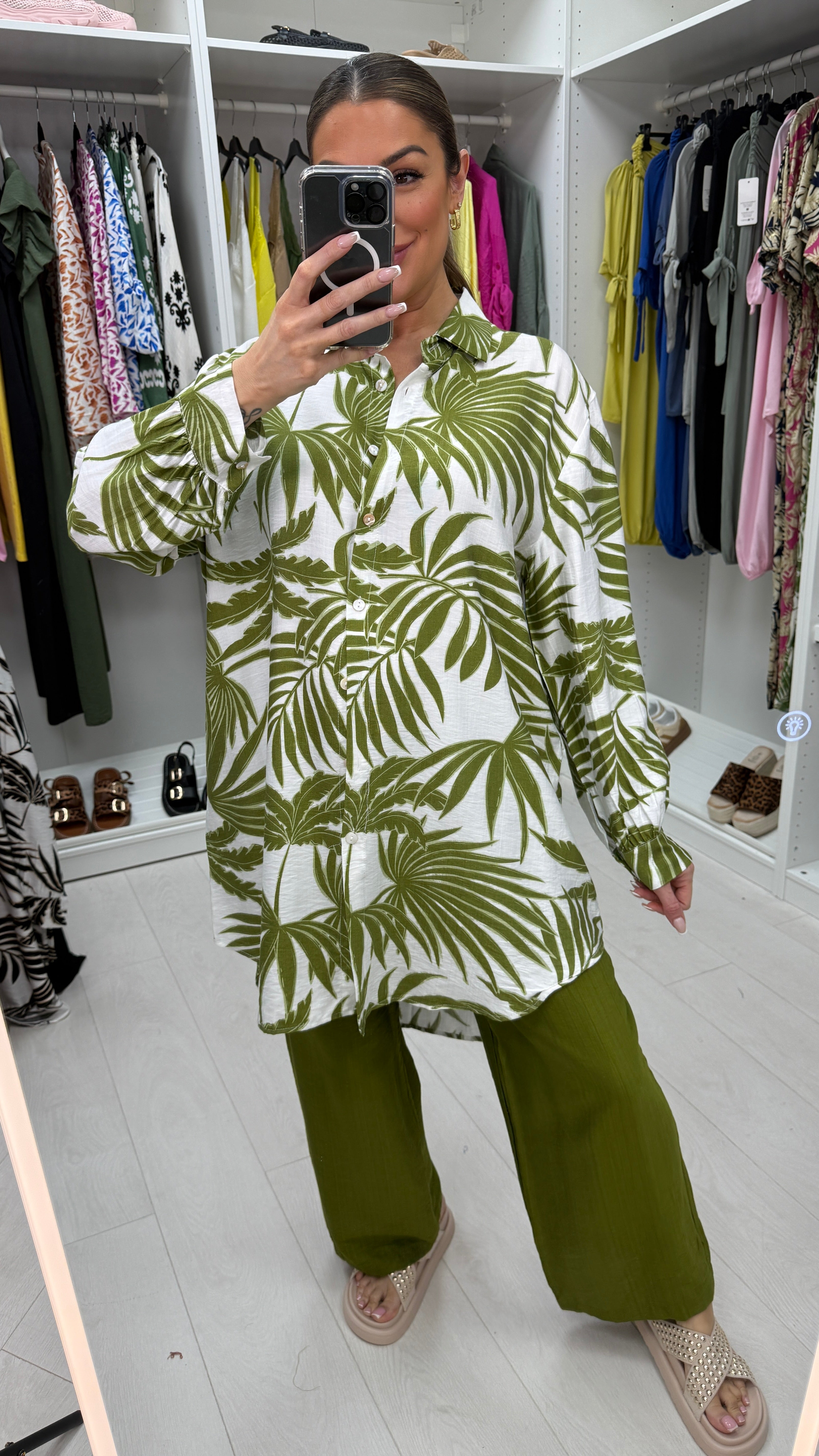 Nikita Palm Leaf Print Shirt Co-Ord Set
