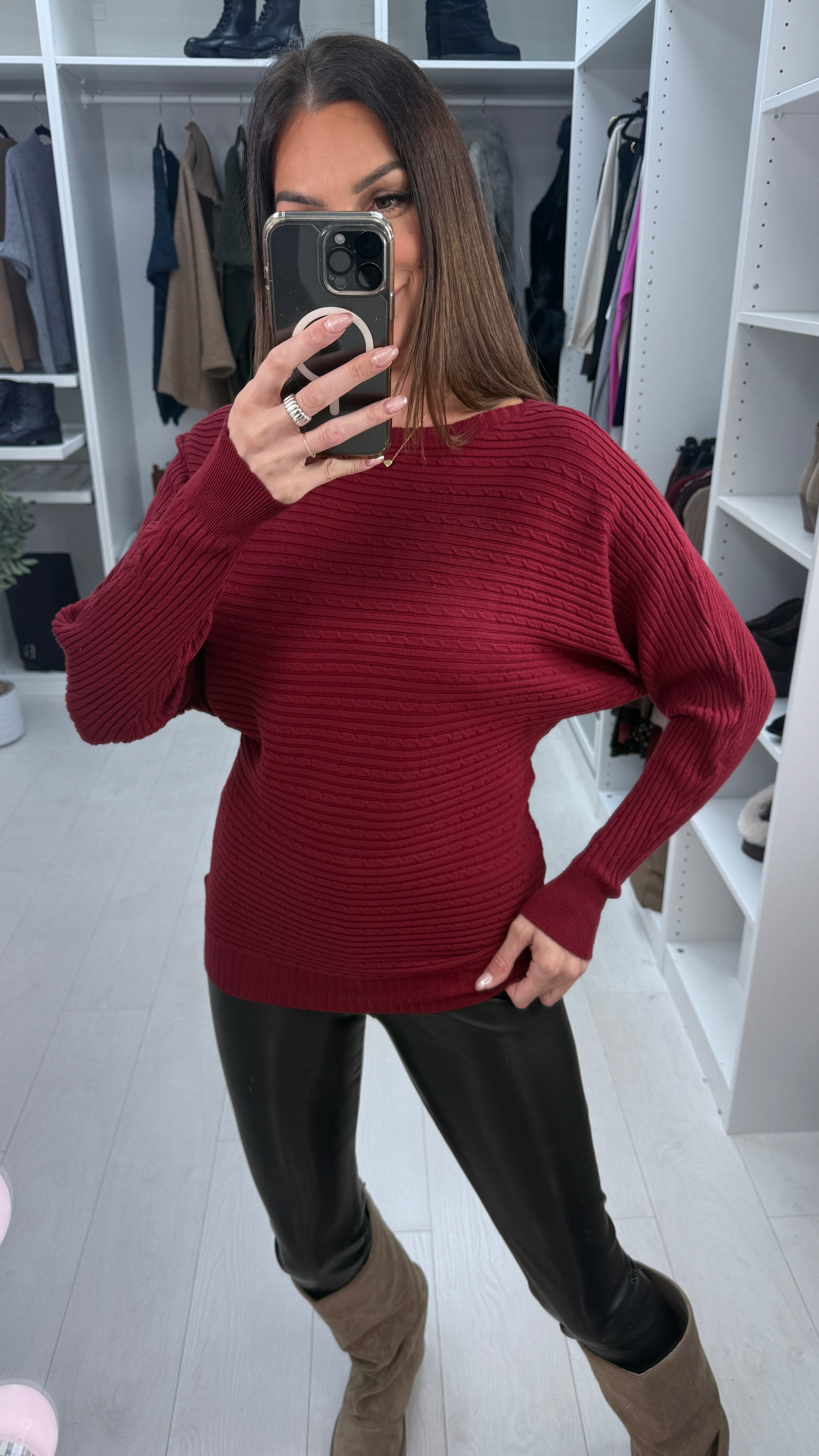 Rosana Plain Ribbed Batwing Jumper