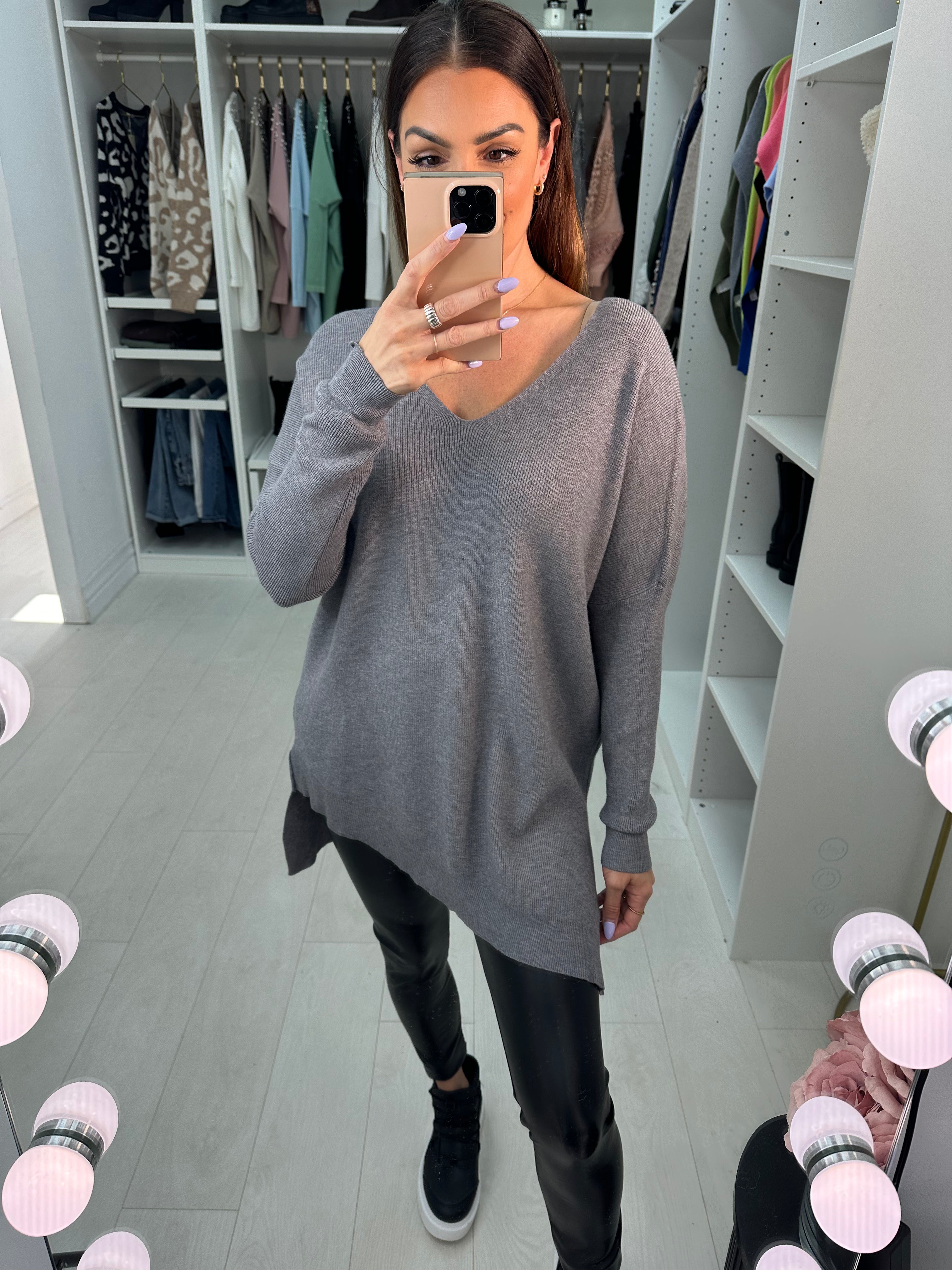 Lyric Asymmetric V Neck Jumper