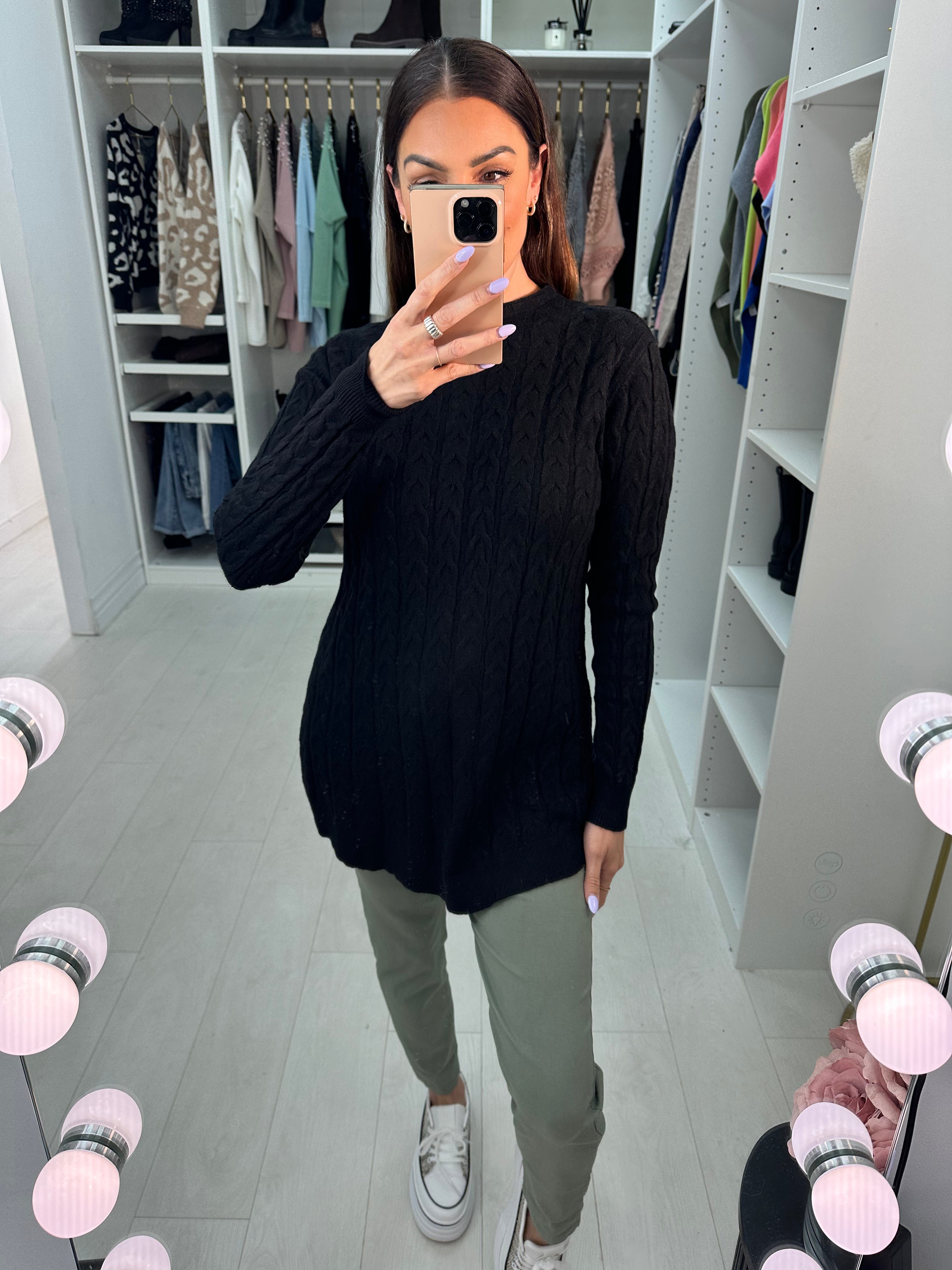 Genesis Curved Hem Cable Knit Jumper