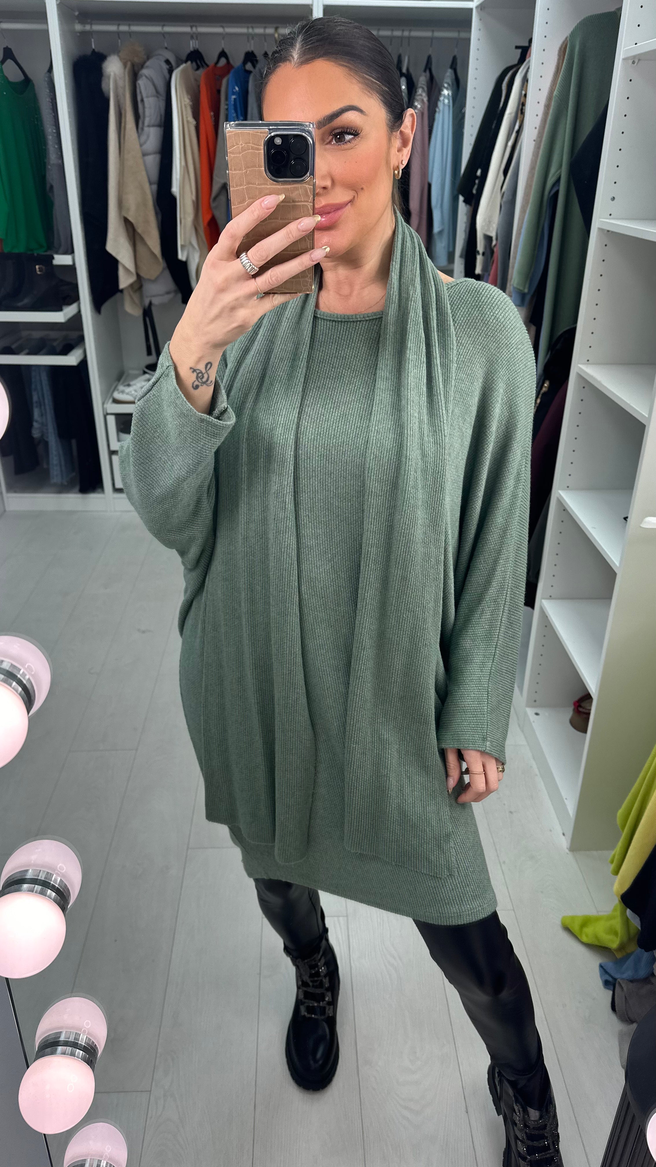 Loulou Plain Oversized 2 Piece Scarf Jumper