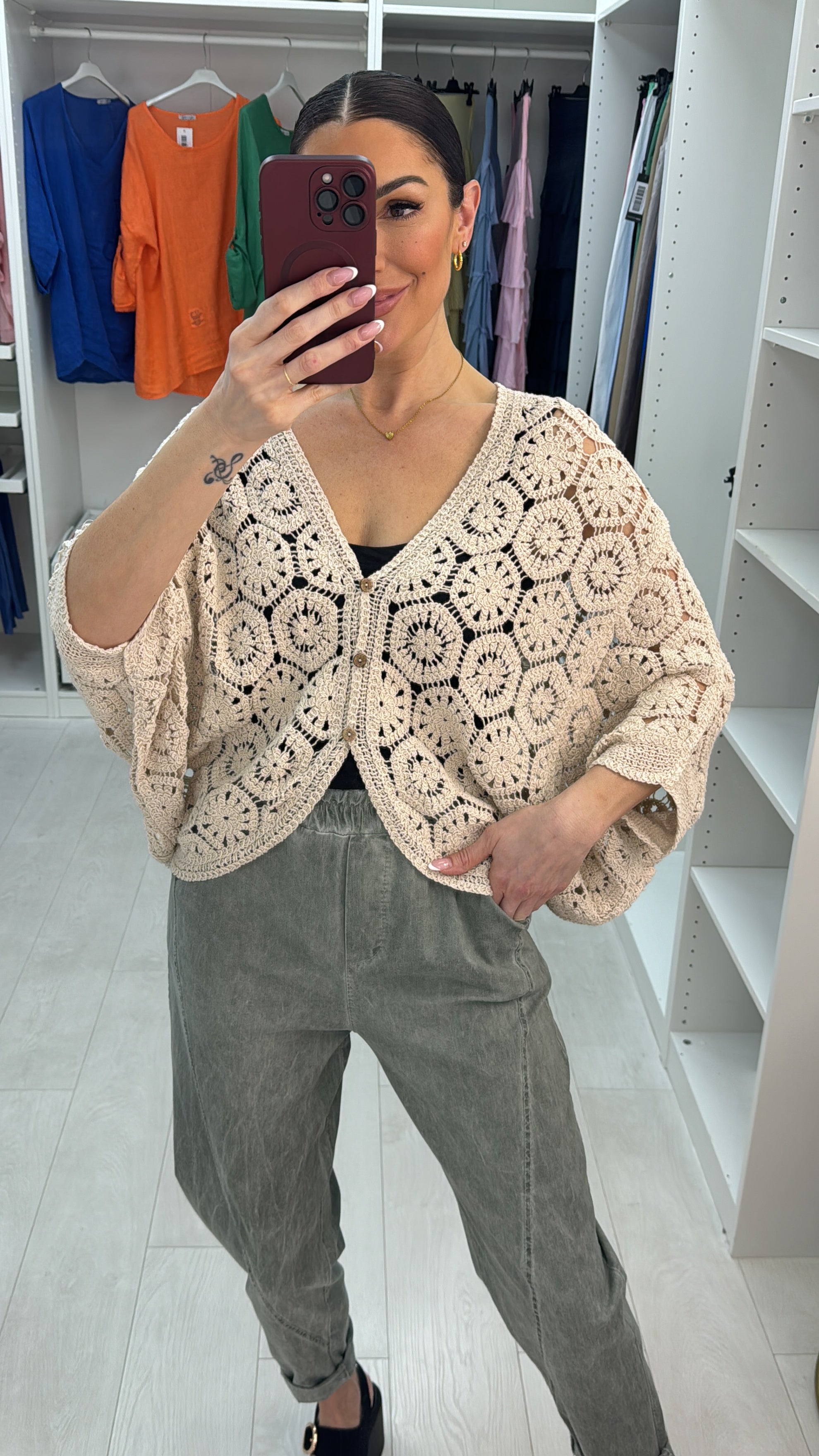 Belmira Crochet Batwing Sleeve Cardigan