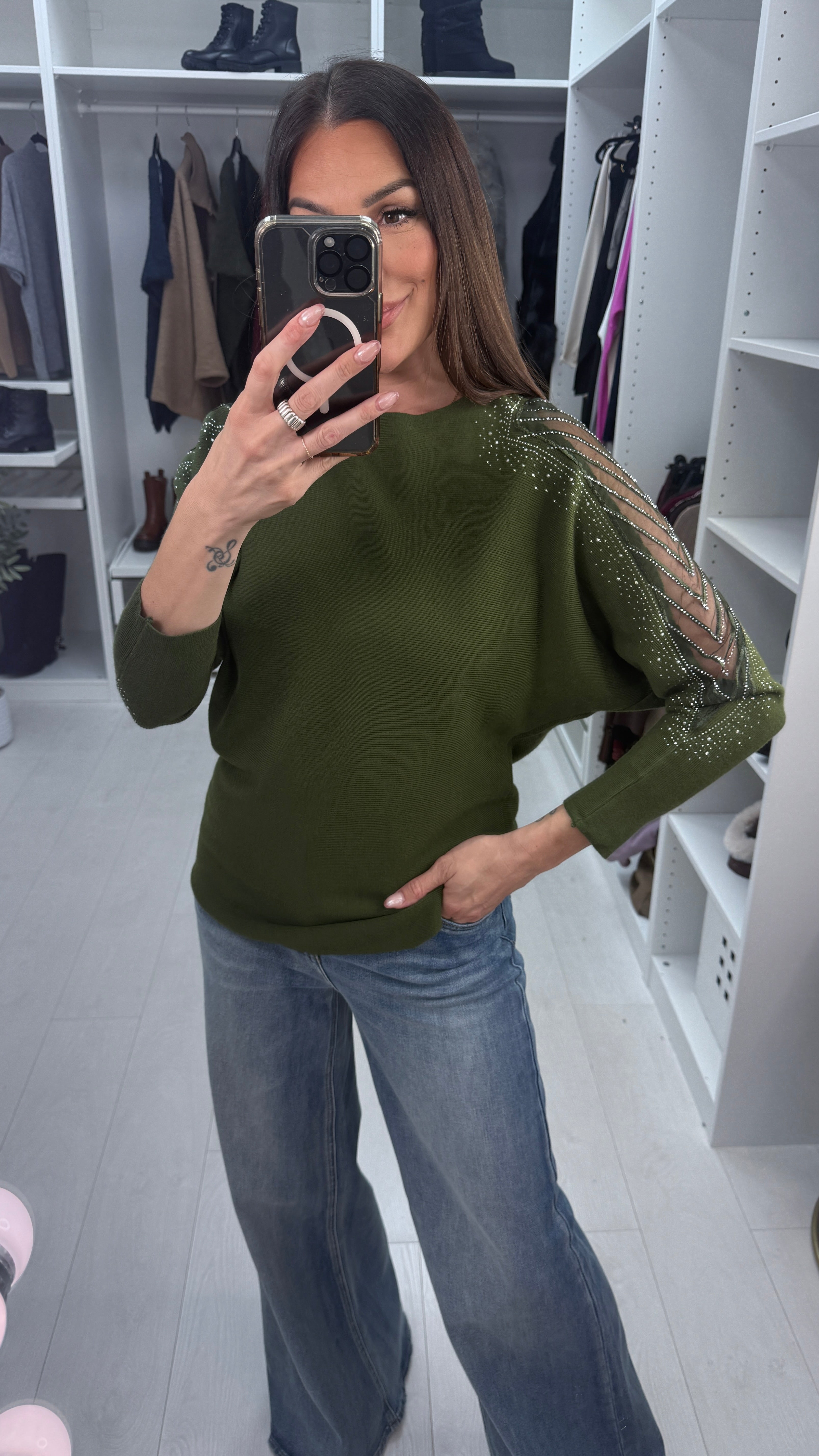 Michaela Embellished Sleeve Knit Jumper