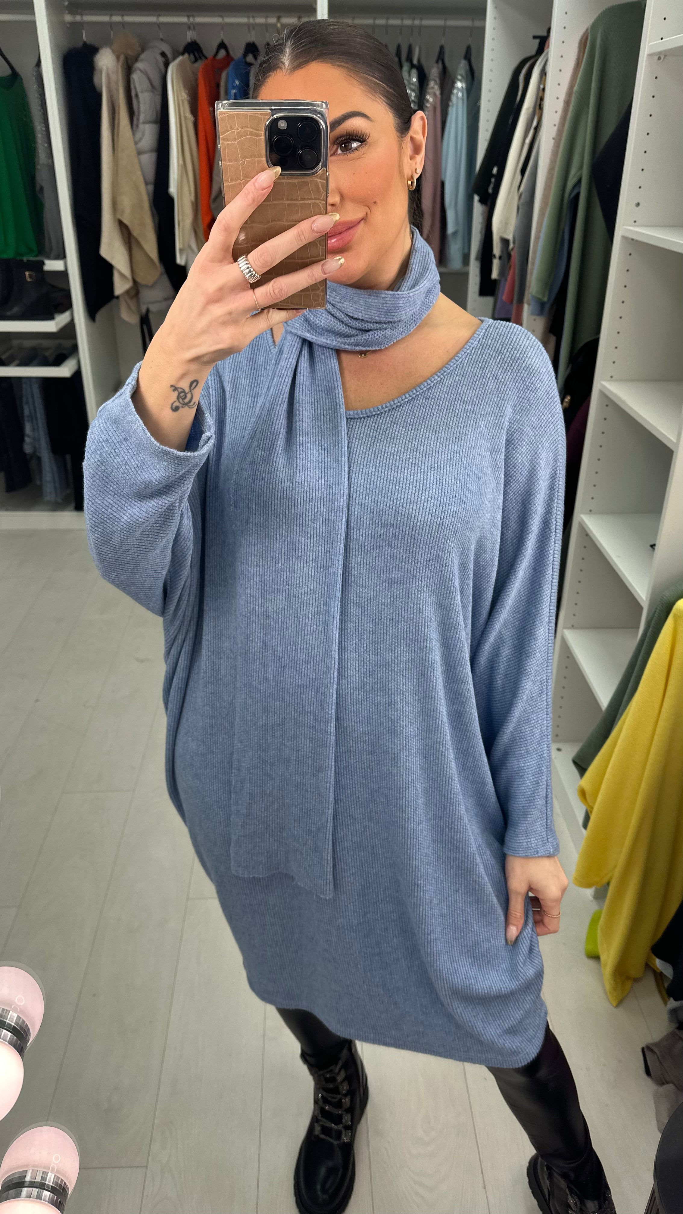 Loulou Plain Oversized 2 Piece Scarf Jumper