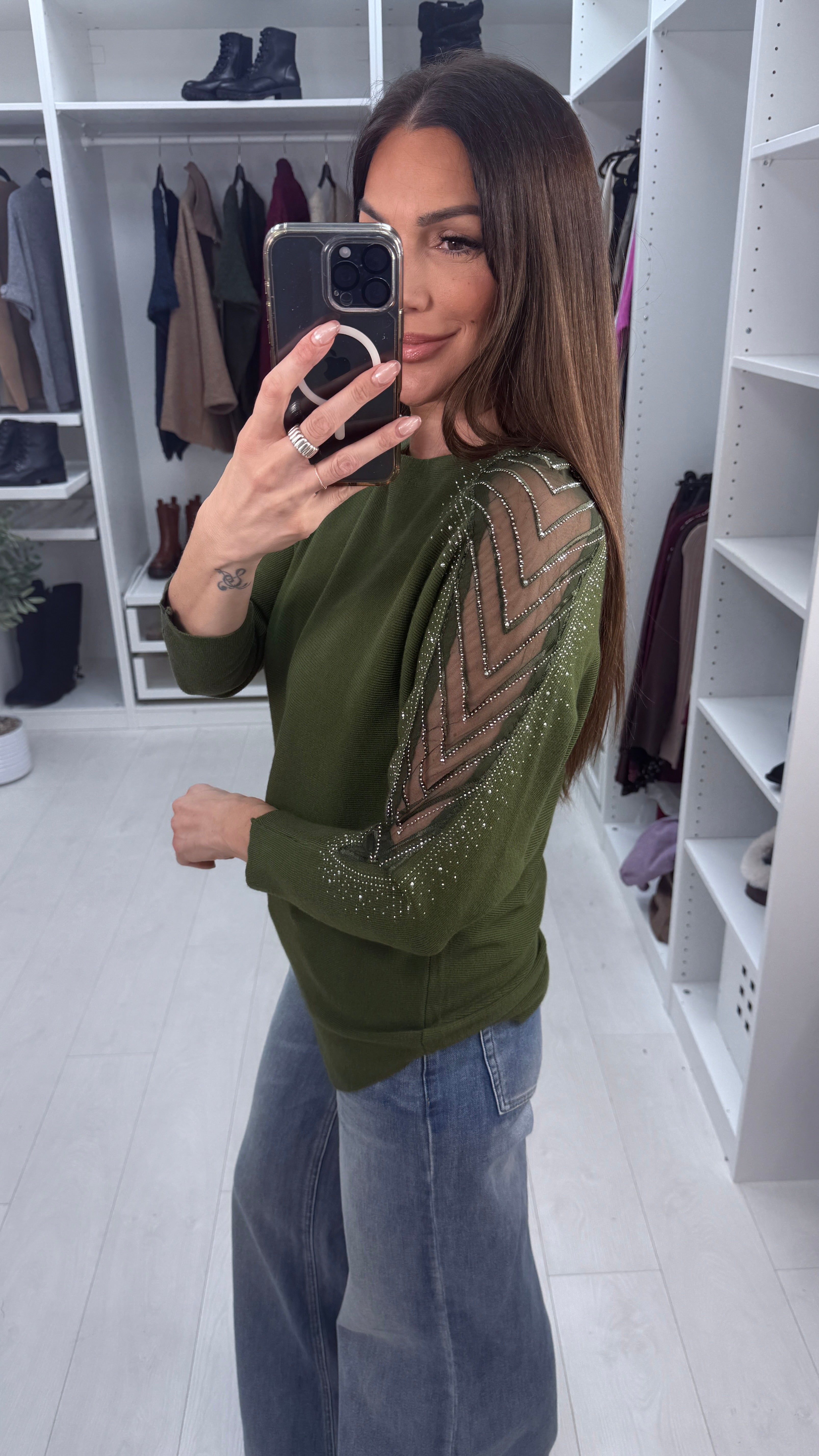 Michaela Embellished Sleeve Knit Jumper