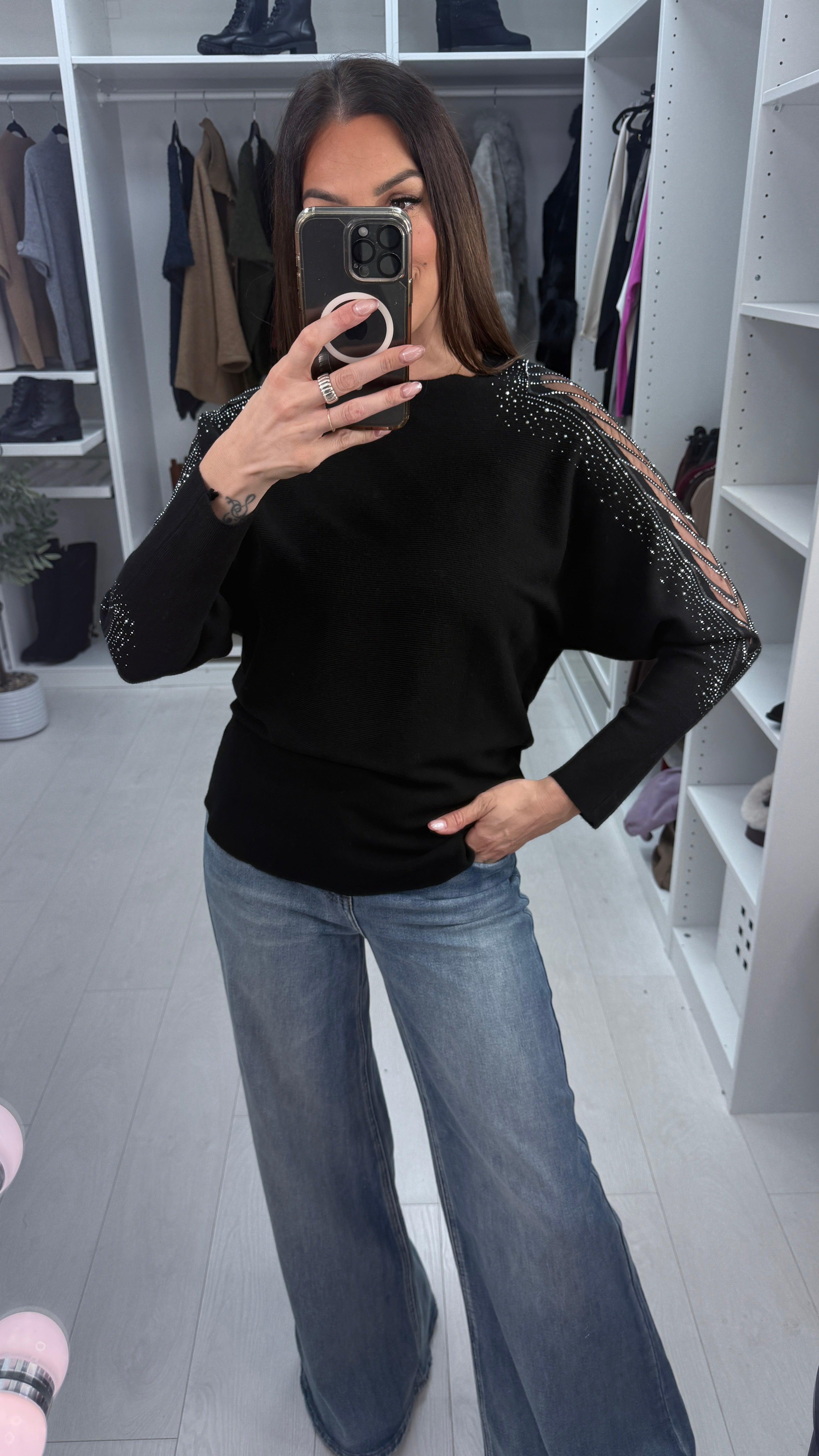 Michaela Embellished Sleeve Knit Jumper