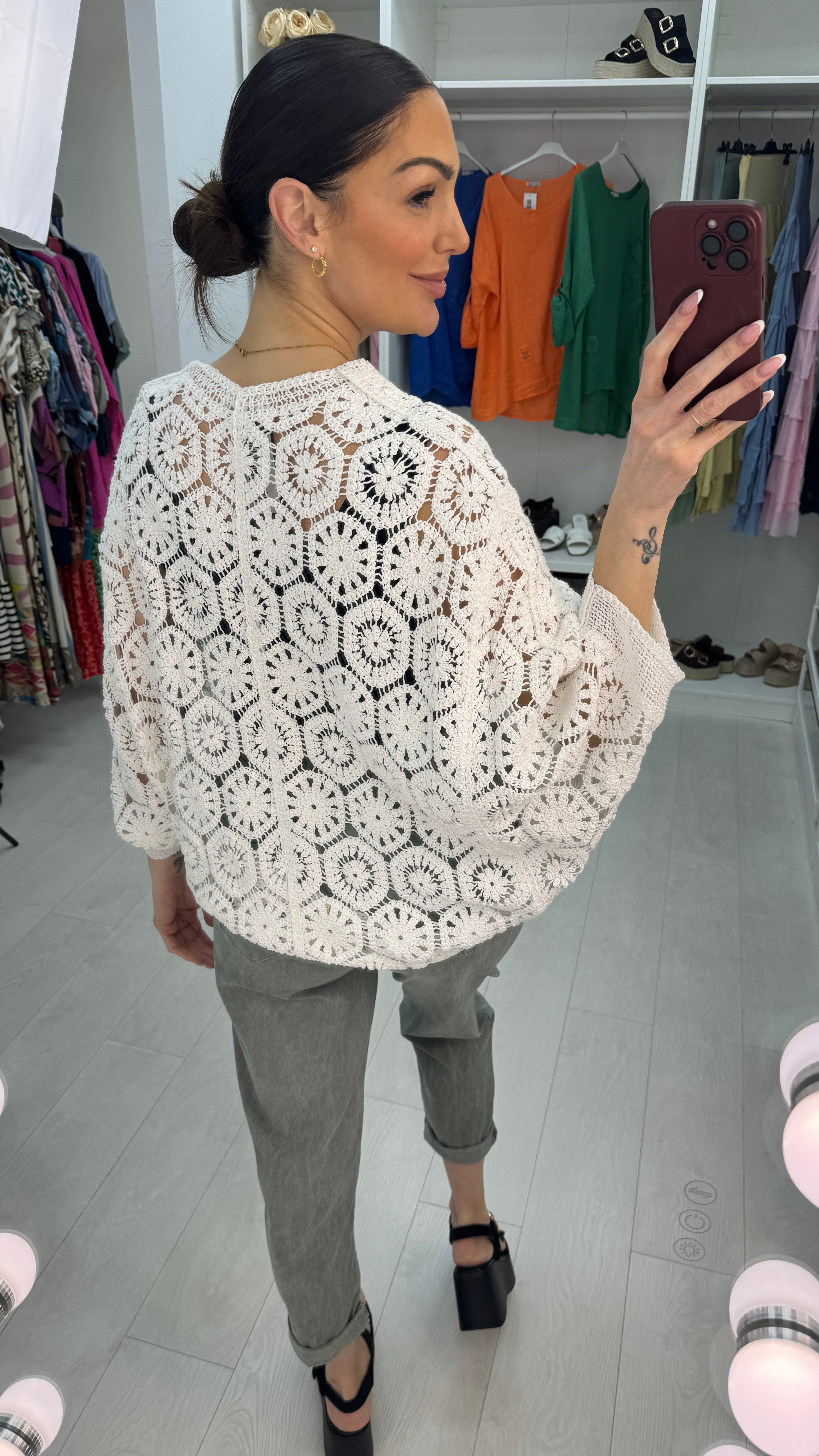 Belmira Crochet Batwing Sleeve Cardigan
