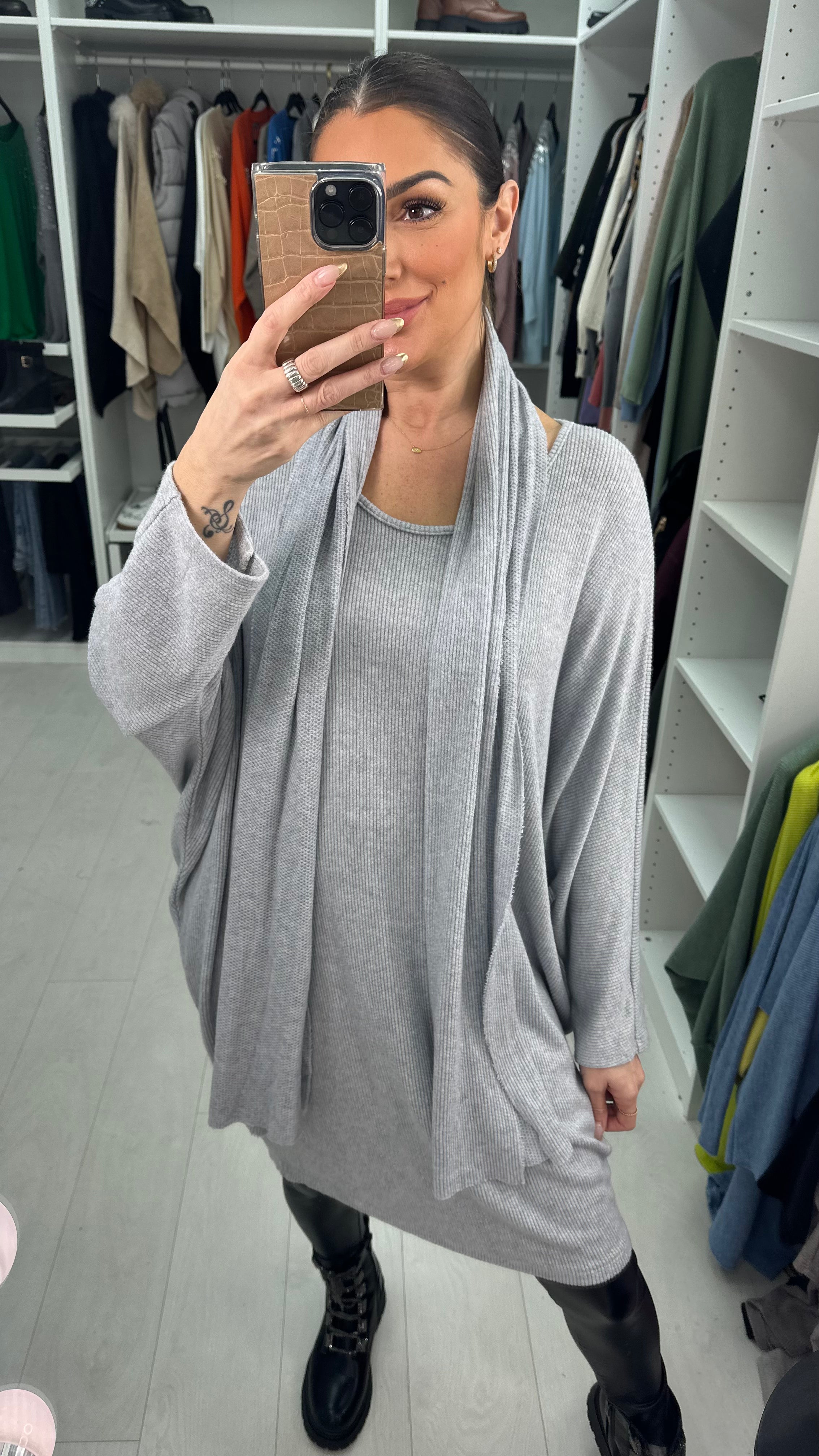 Loulou Plain Oversized 2 Piece Scarf Jumper