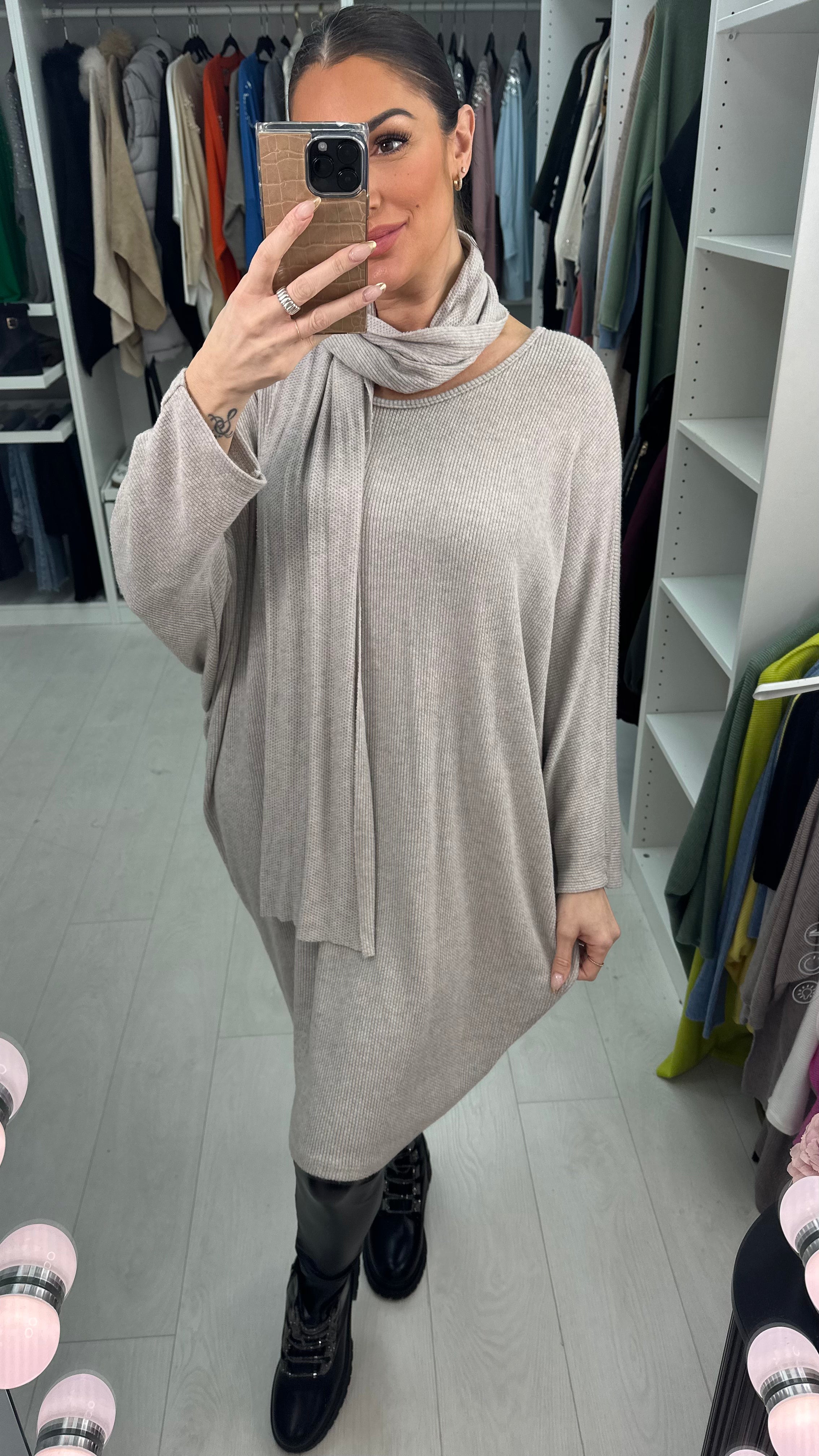 Loulou Plain Oversized 2 Piece Scarf Jumper