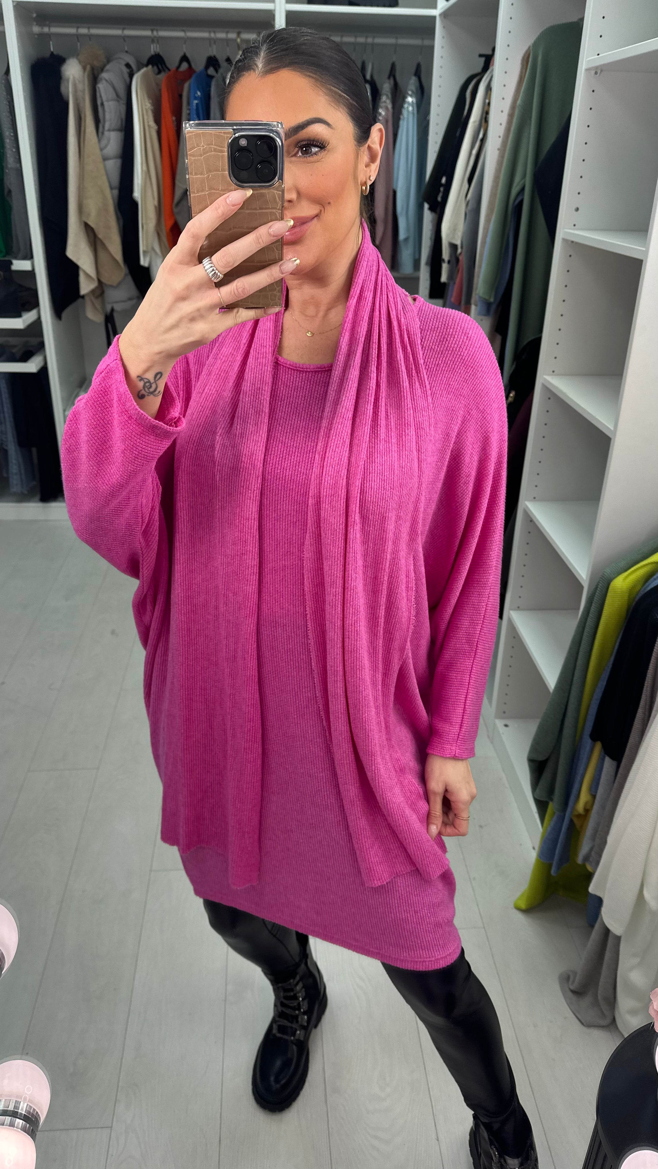 Loulou Plain Oversized 2 Piece Scarf Jumper