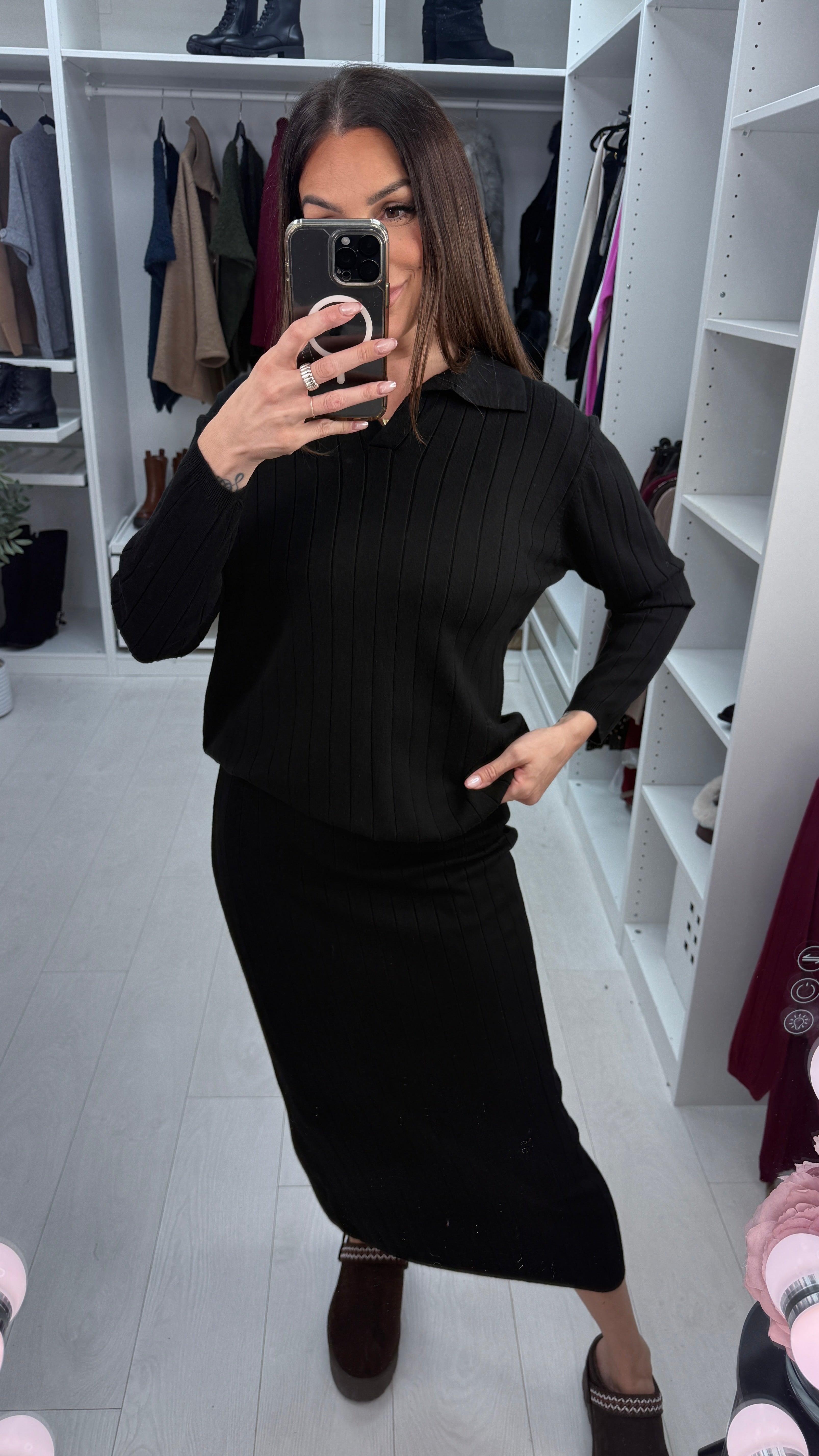 Zasha Plain Ribbed Skirt Co-Ord Set