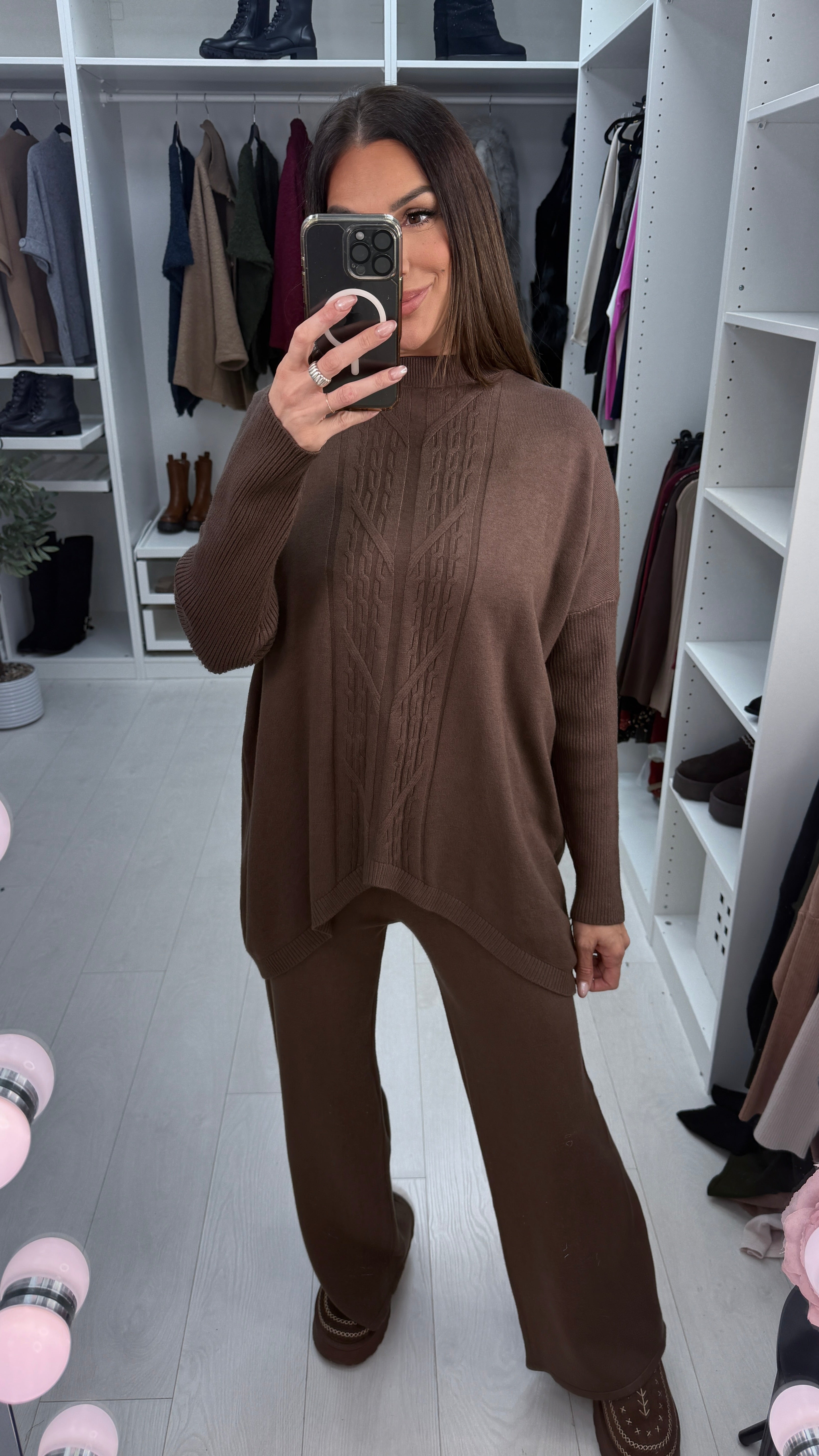 Zelda Plain Textured Detailed Loose Fit Loungewear Set