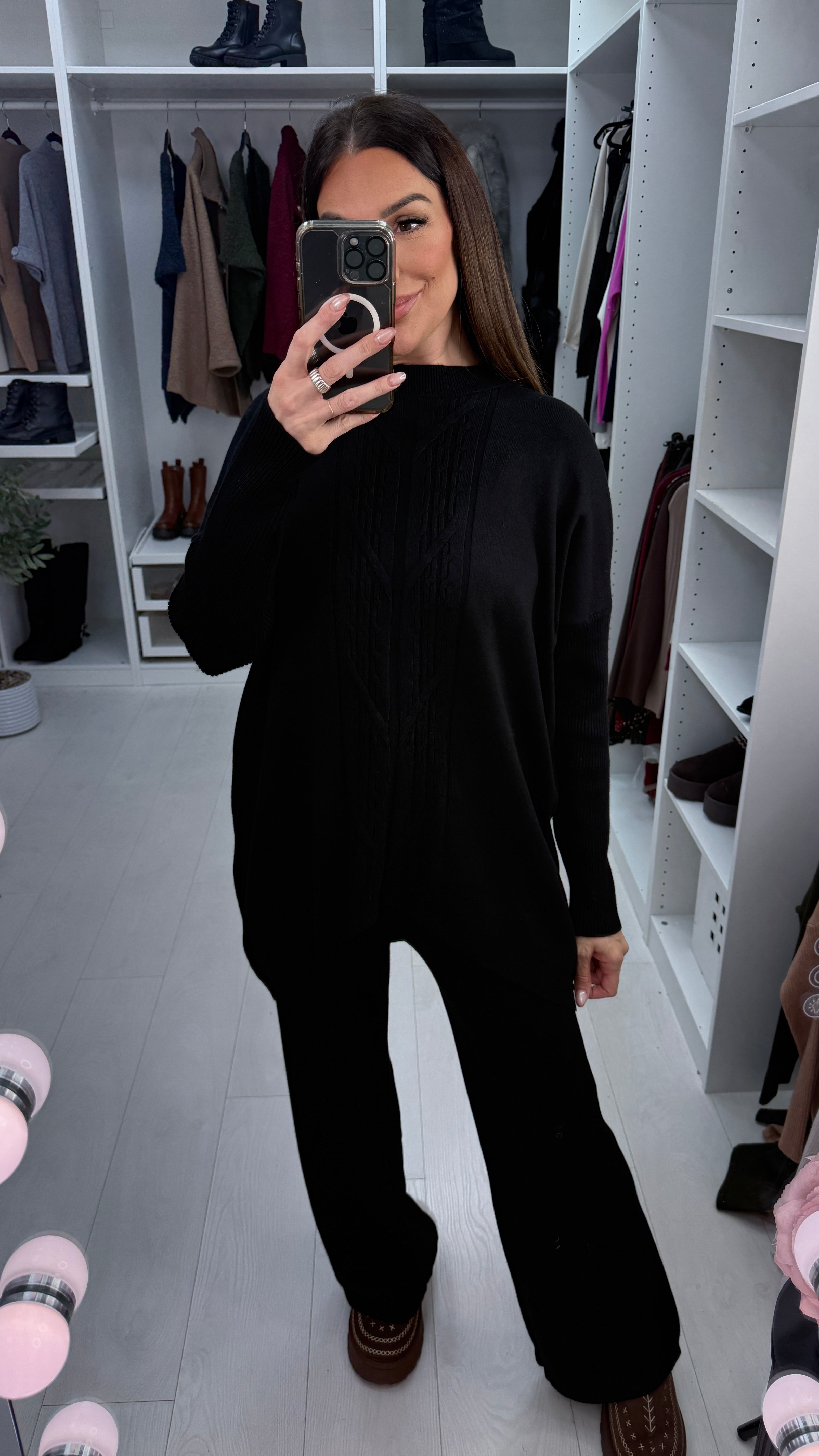 Zelda Plain Textured Detailed Loose Fit Loungewear Set