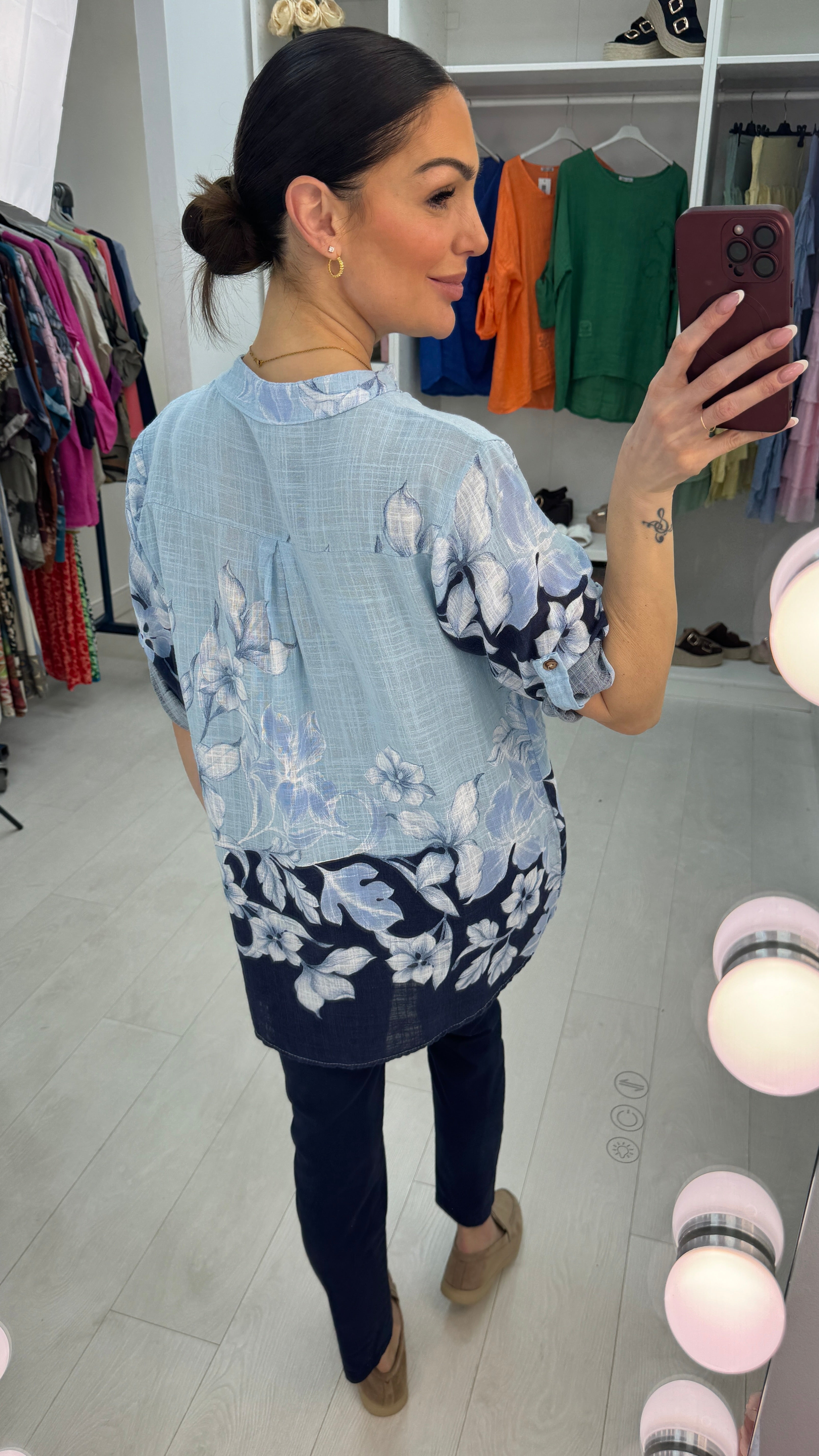 Adley Floral Print Button Detailed Top