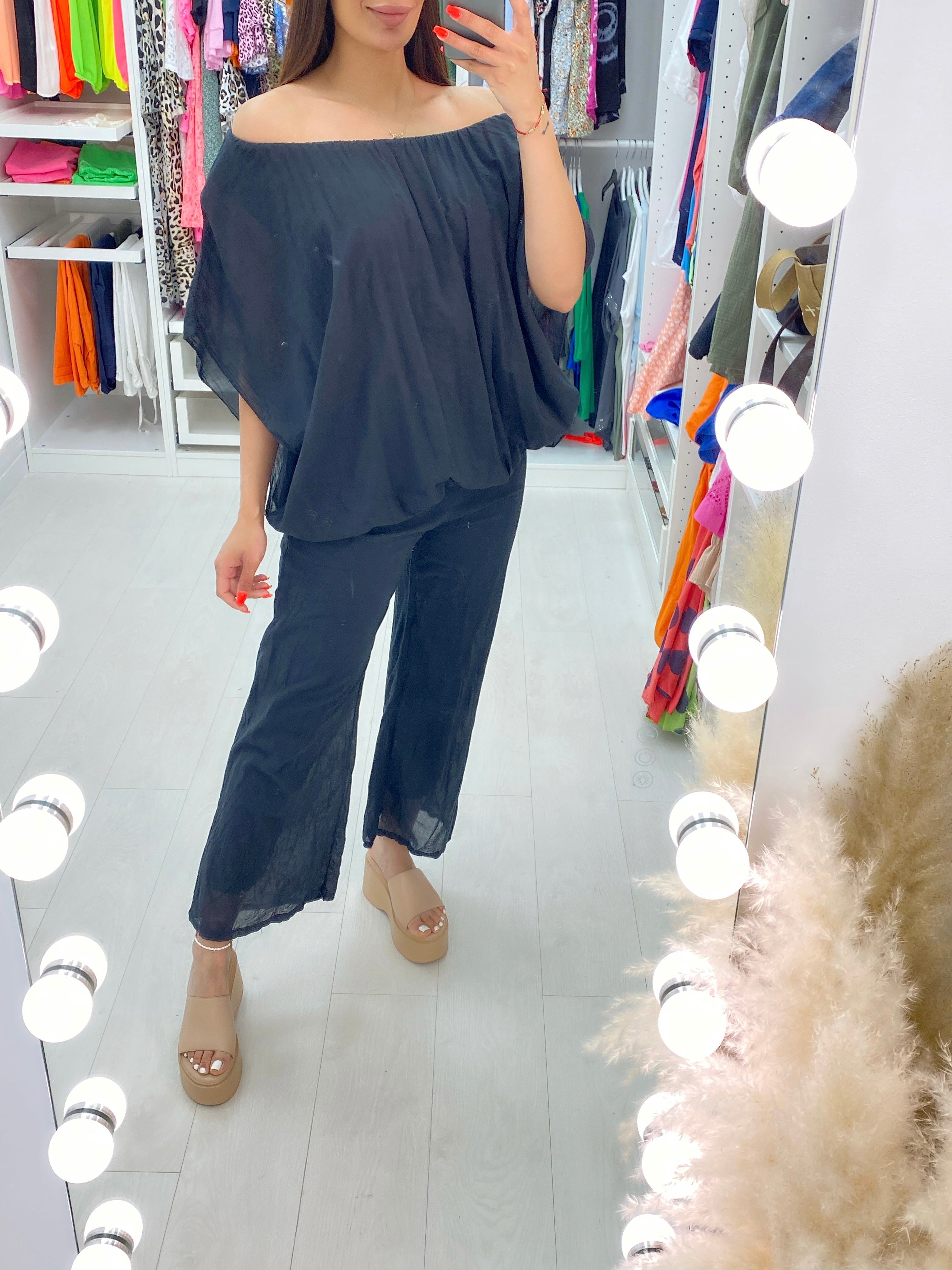 Fleur 2 Piece Ballon Hem Sheer Detail Trouser Set