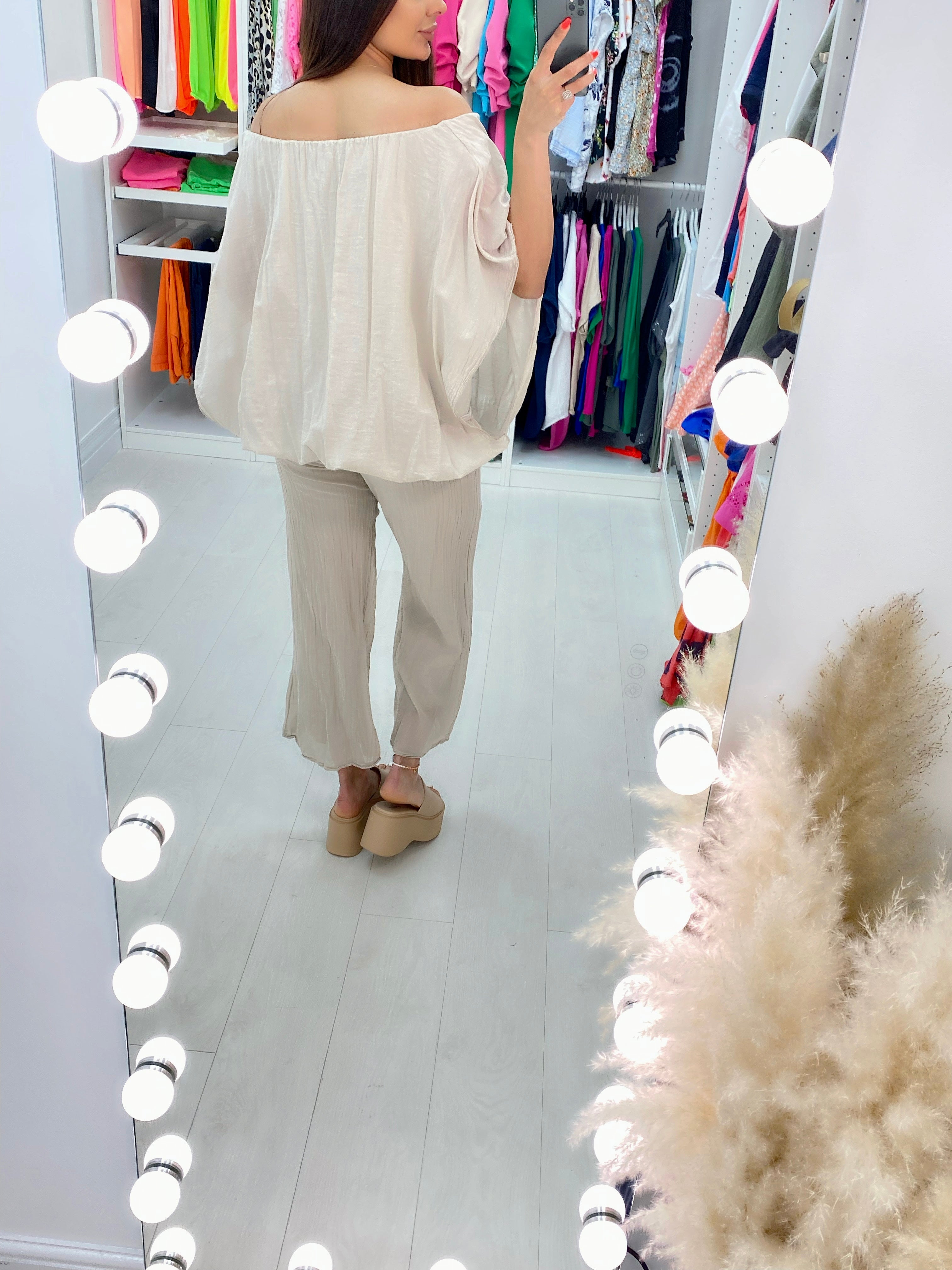 Fleur 2 Piece Ballon Hem Sheer Detail Trouser Set