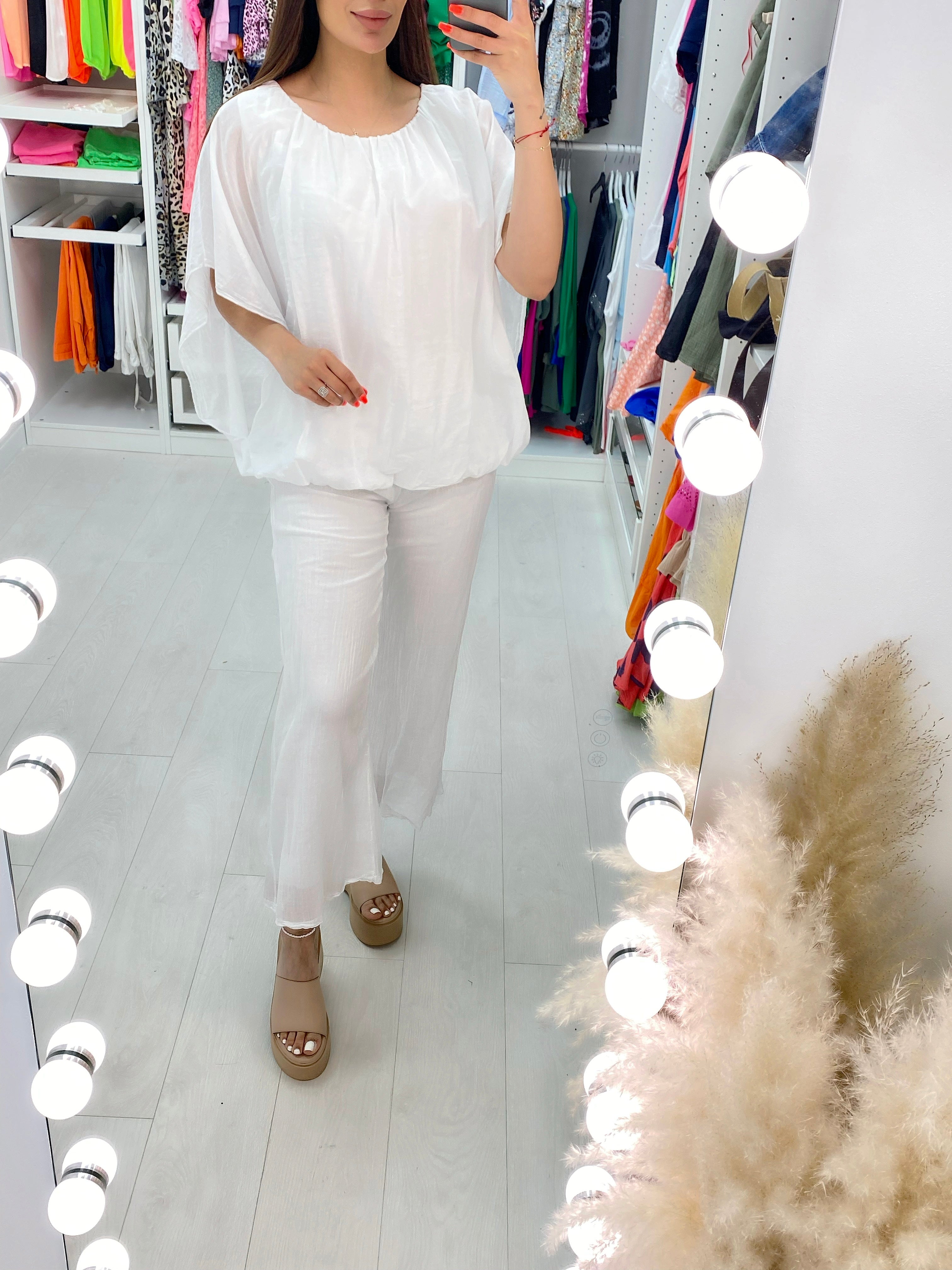 Fleur 2 Piece Ballon Hem Sheer Detail Trouser Set