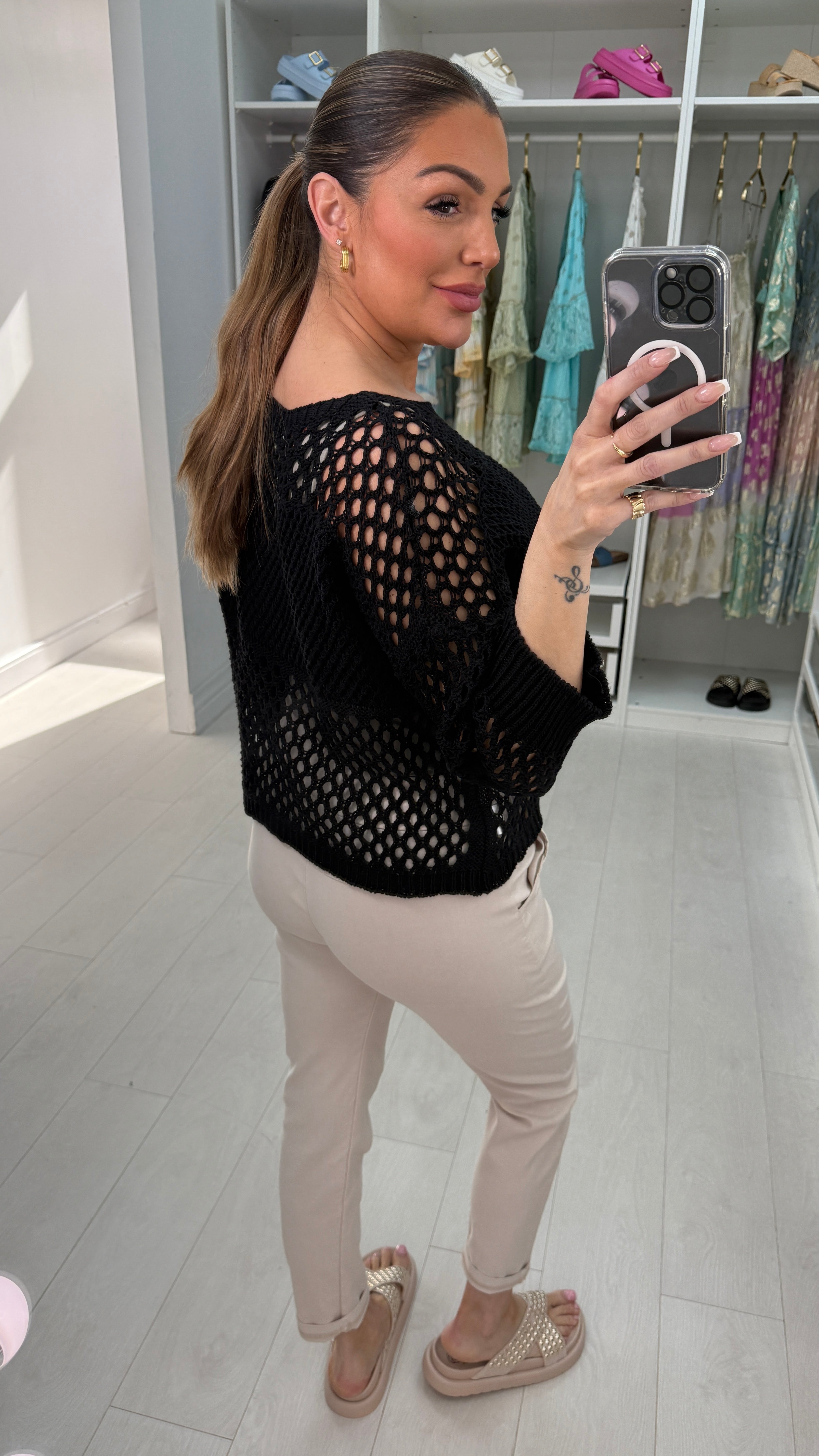 Lorraine Plain Crochet Knit Top