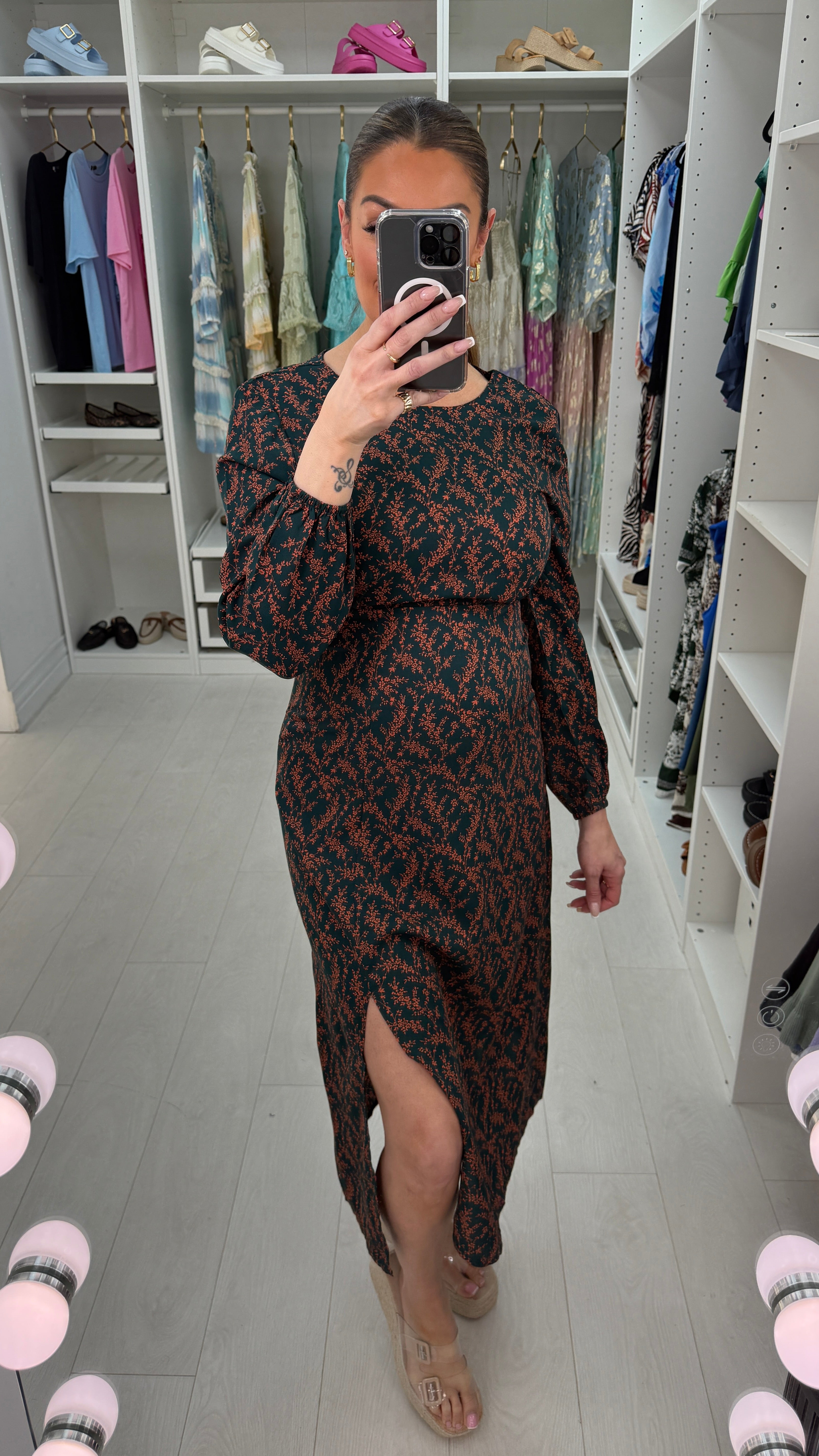 Bexie Emerald Paisley Floral Print Swing Dress