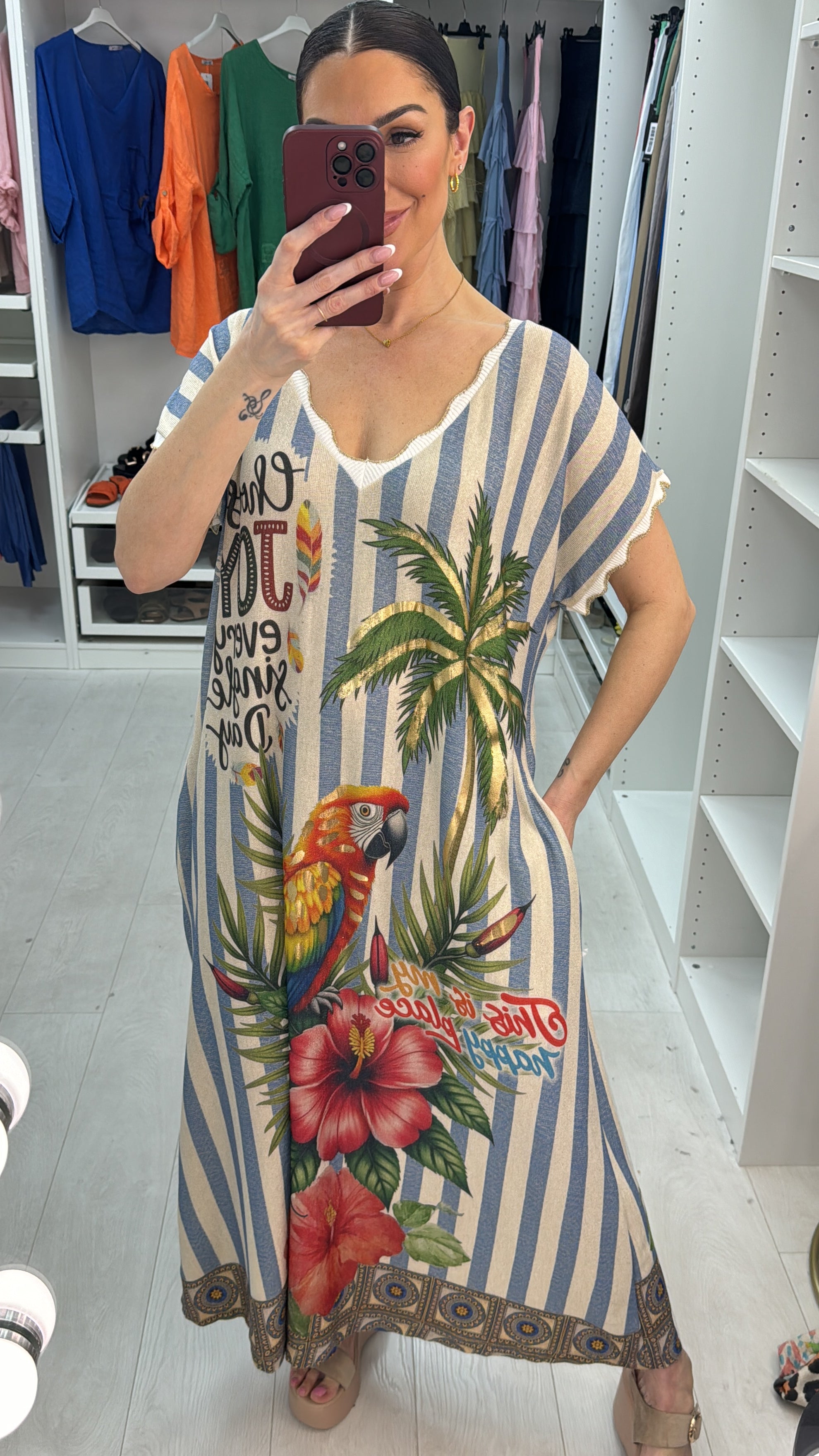 Jannie 'Choose Joy' Slogan Loose Fit Dress