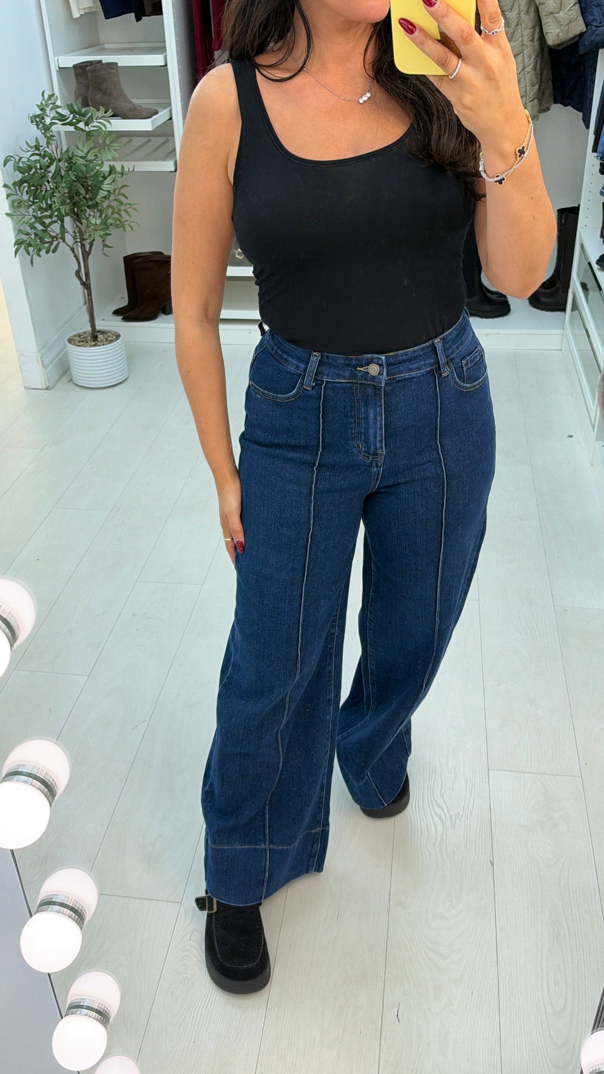 Wynne High Waisted Exposed Seam Wide Leg Jeans