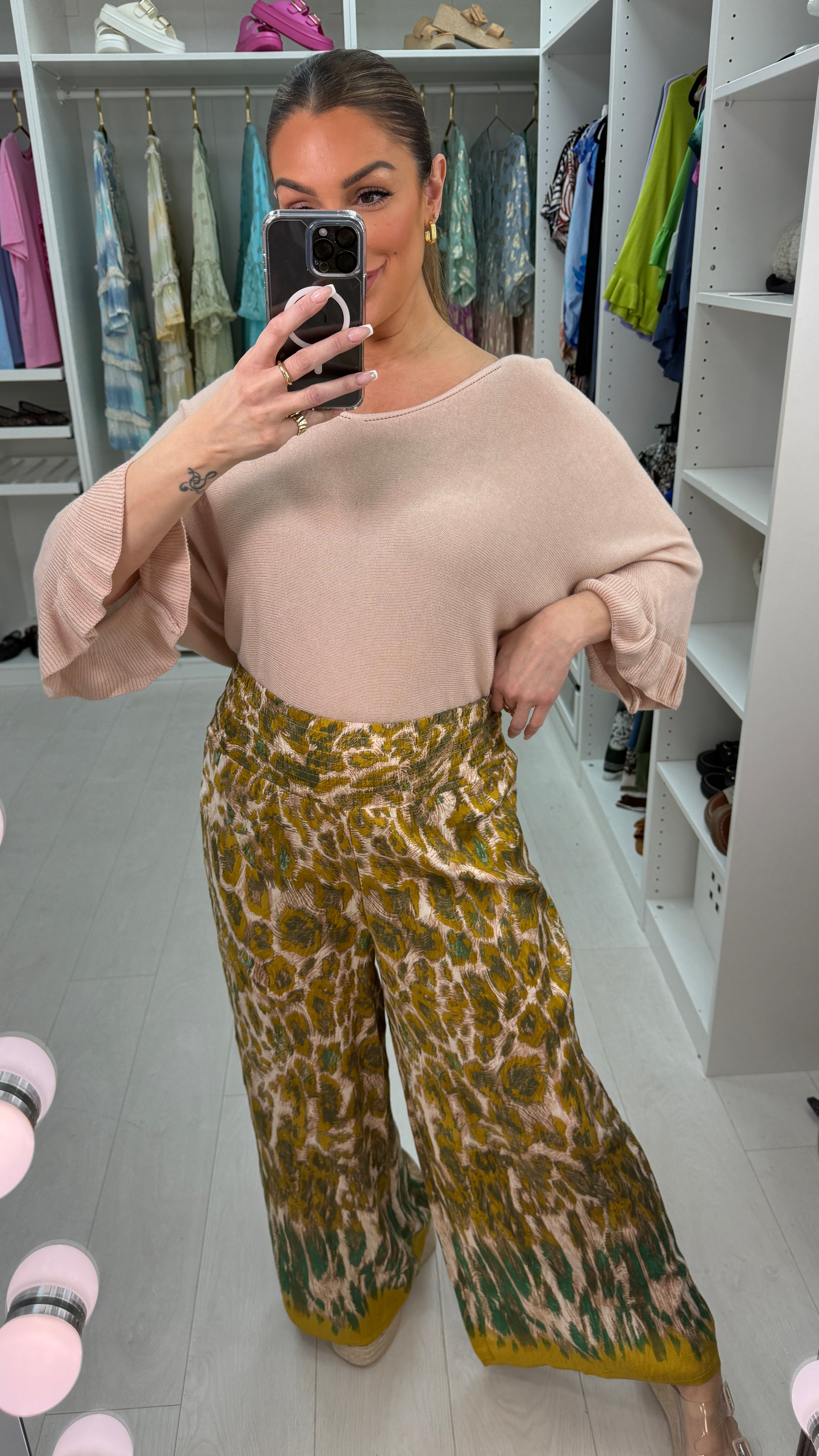 Selina Animal Print Elasticated High Waist Trousers