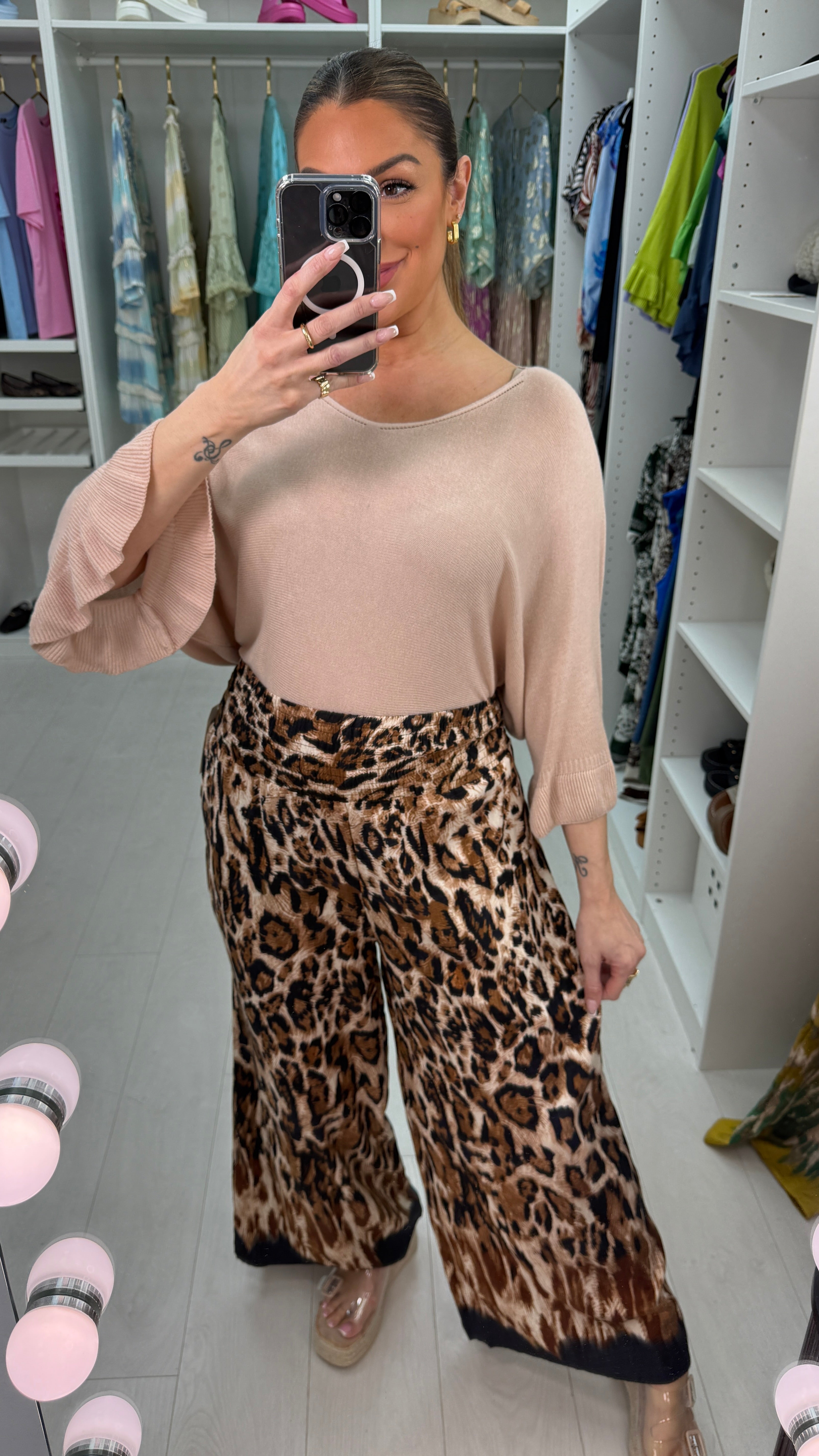 Selina Animal Print Elasticated High Waist Trousers