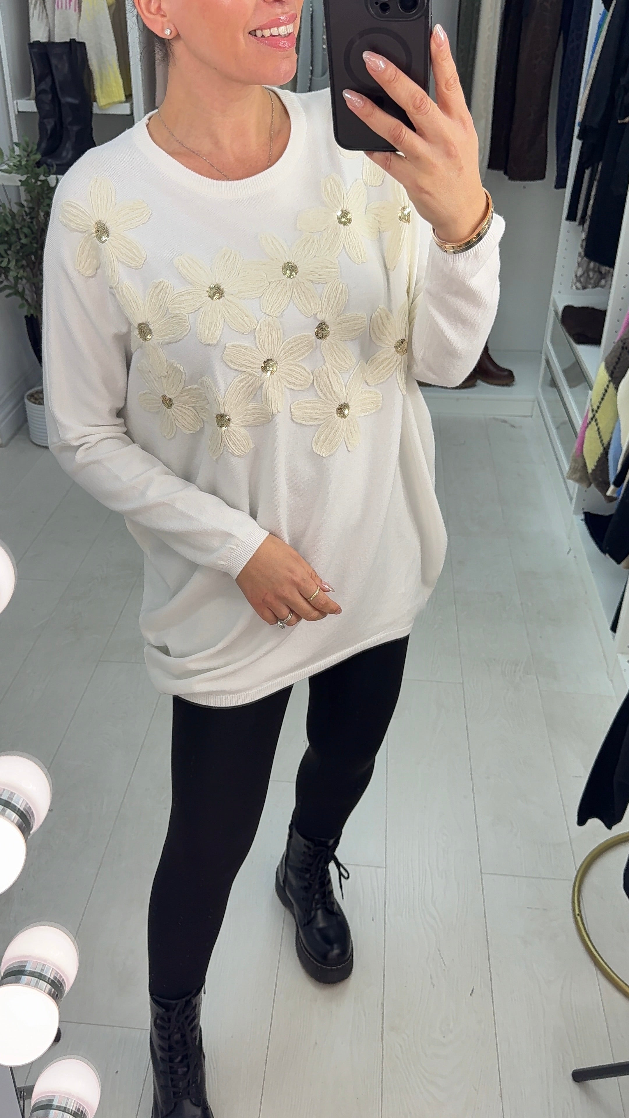 Kadence Floral Detailed Loose Fit Jumper