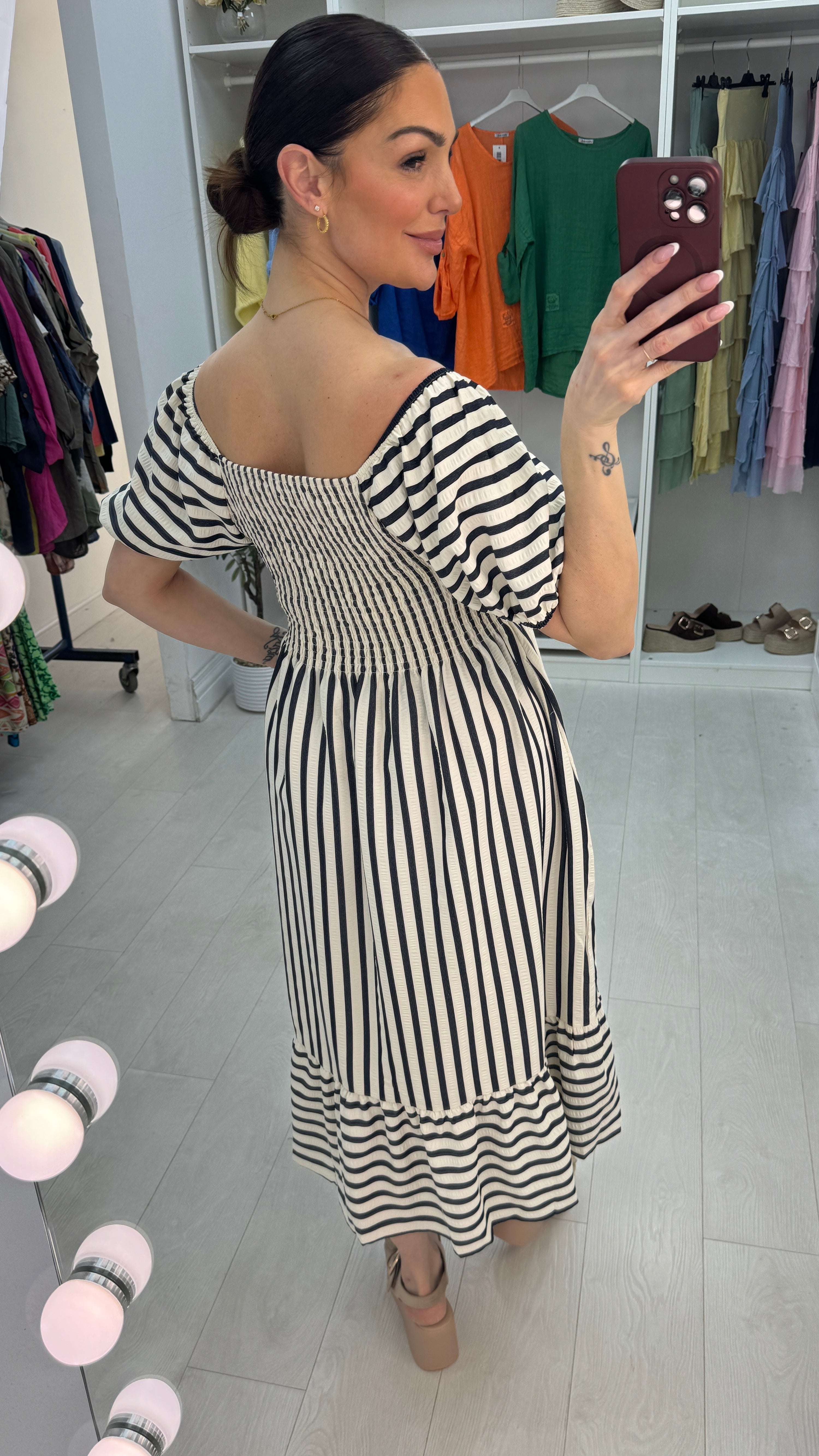 Lilyana Elasticated Bust Stripe Midi Dress