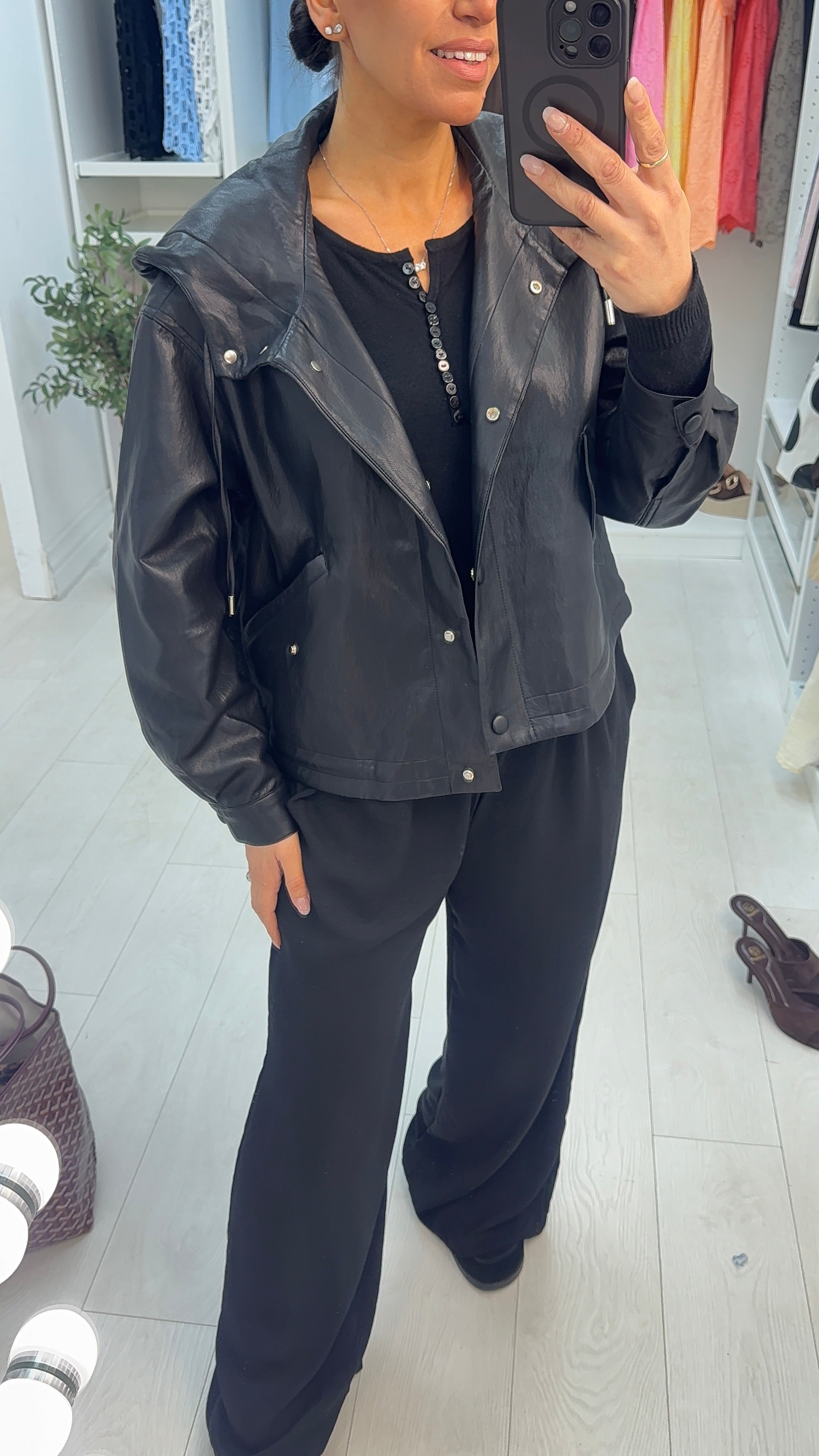 Lula Faux Leather Hooded Jacket