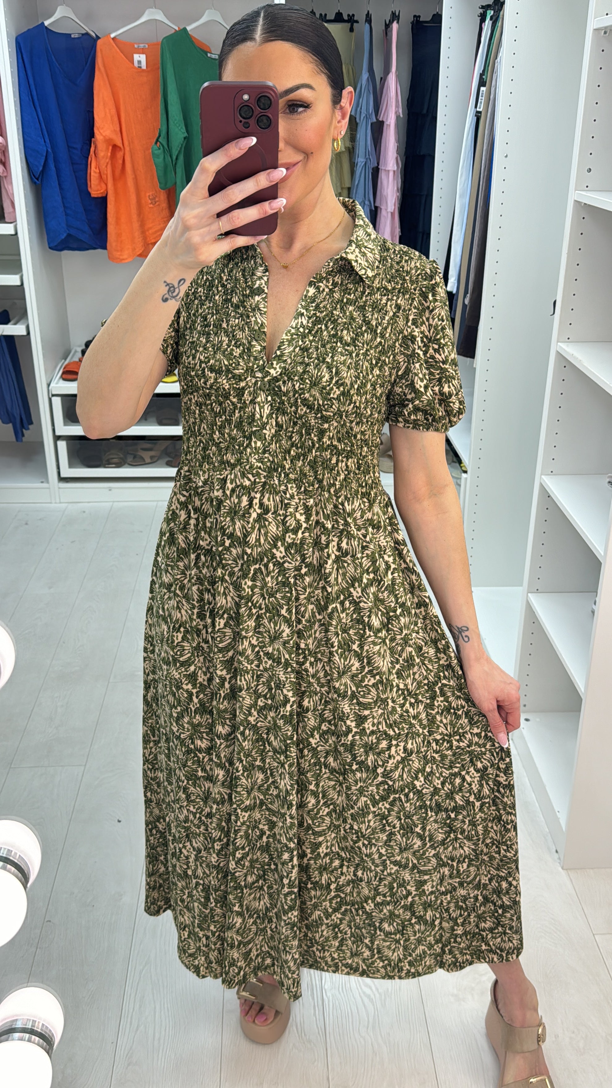 Linda Elasticated Bust Short Sleeve Magic Midi Dress