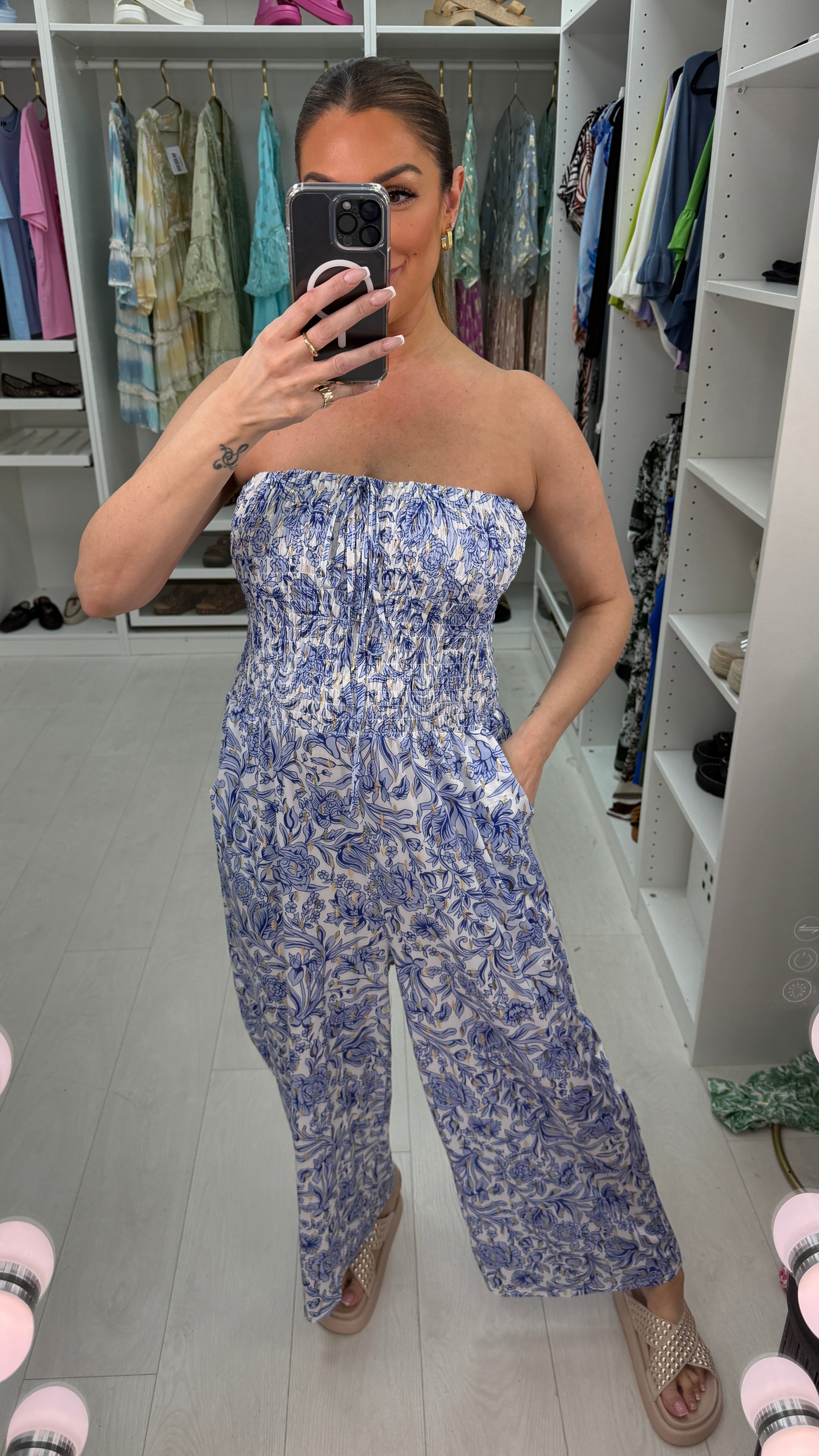 Jada Floral Print Elasticated Bust Magic Jumpsuit