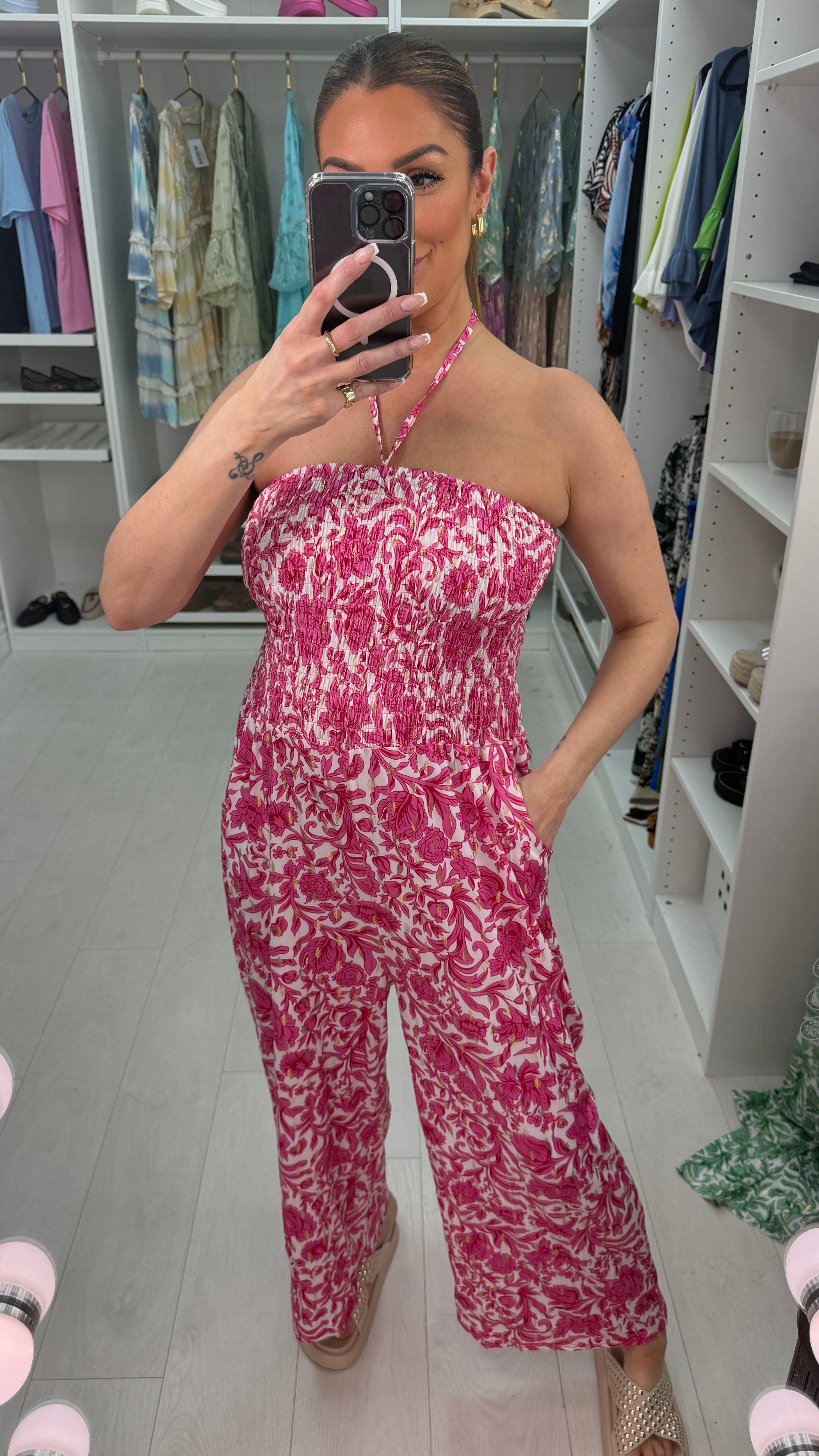 Jada Floral Print Elasticated Bust Magic Jumpsuit