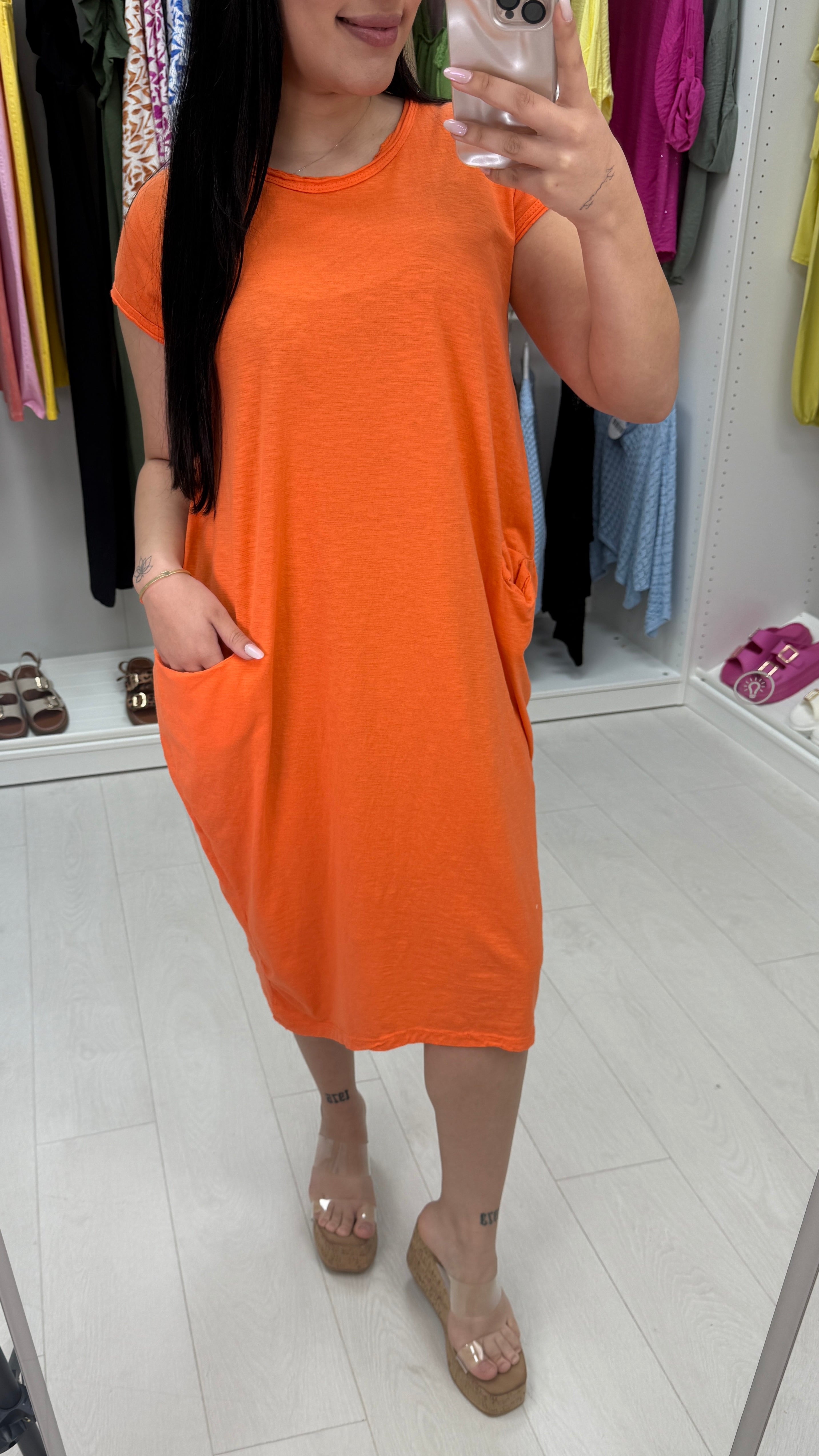 Bambina Plain Pocket Midi Dress