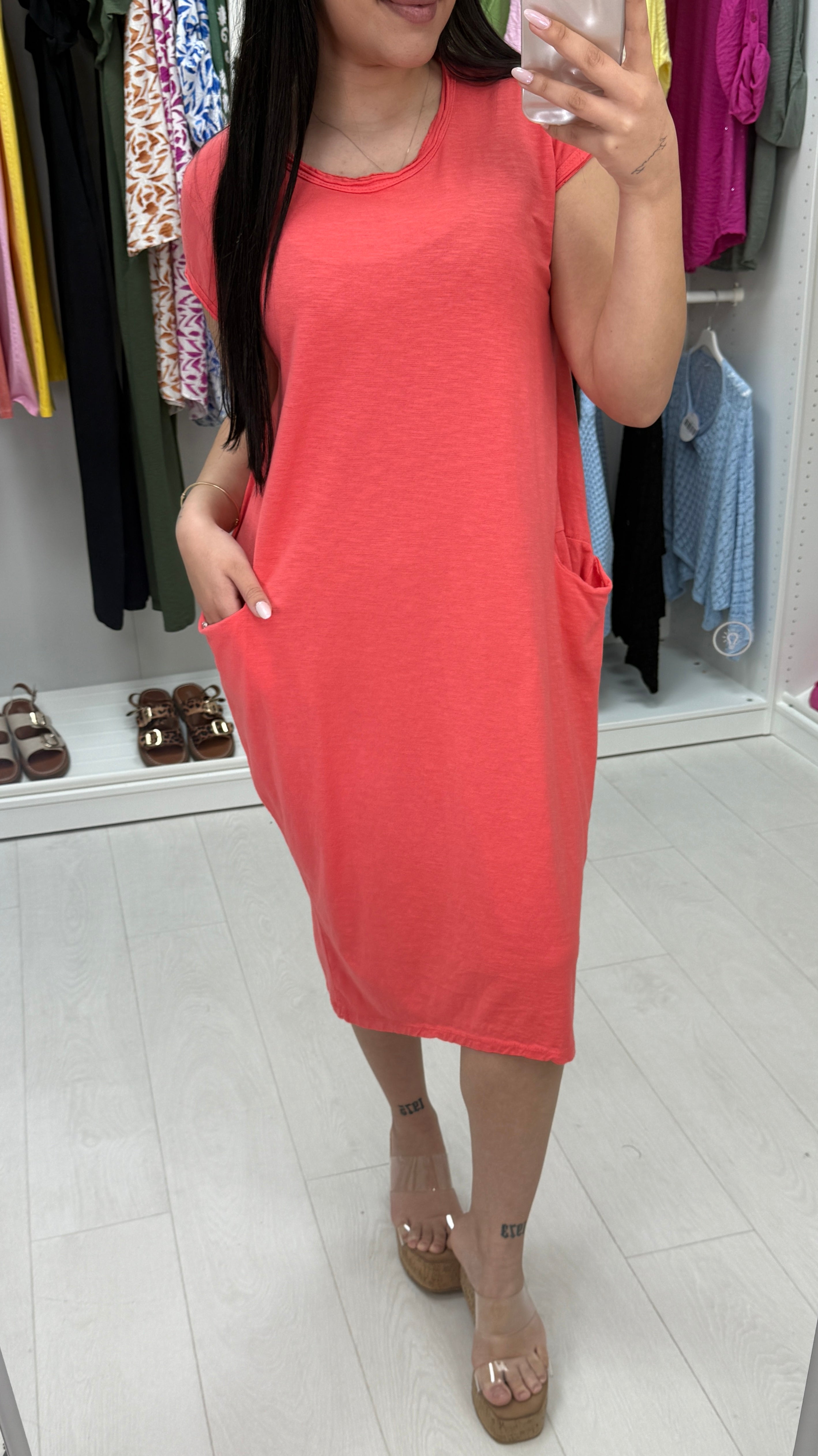Bambina Plain Pocket Midi Dress