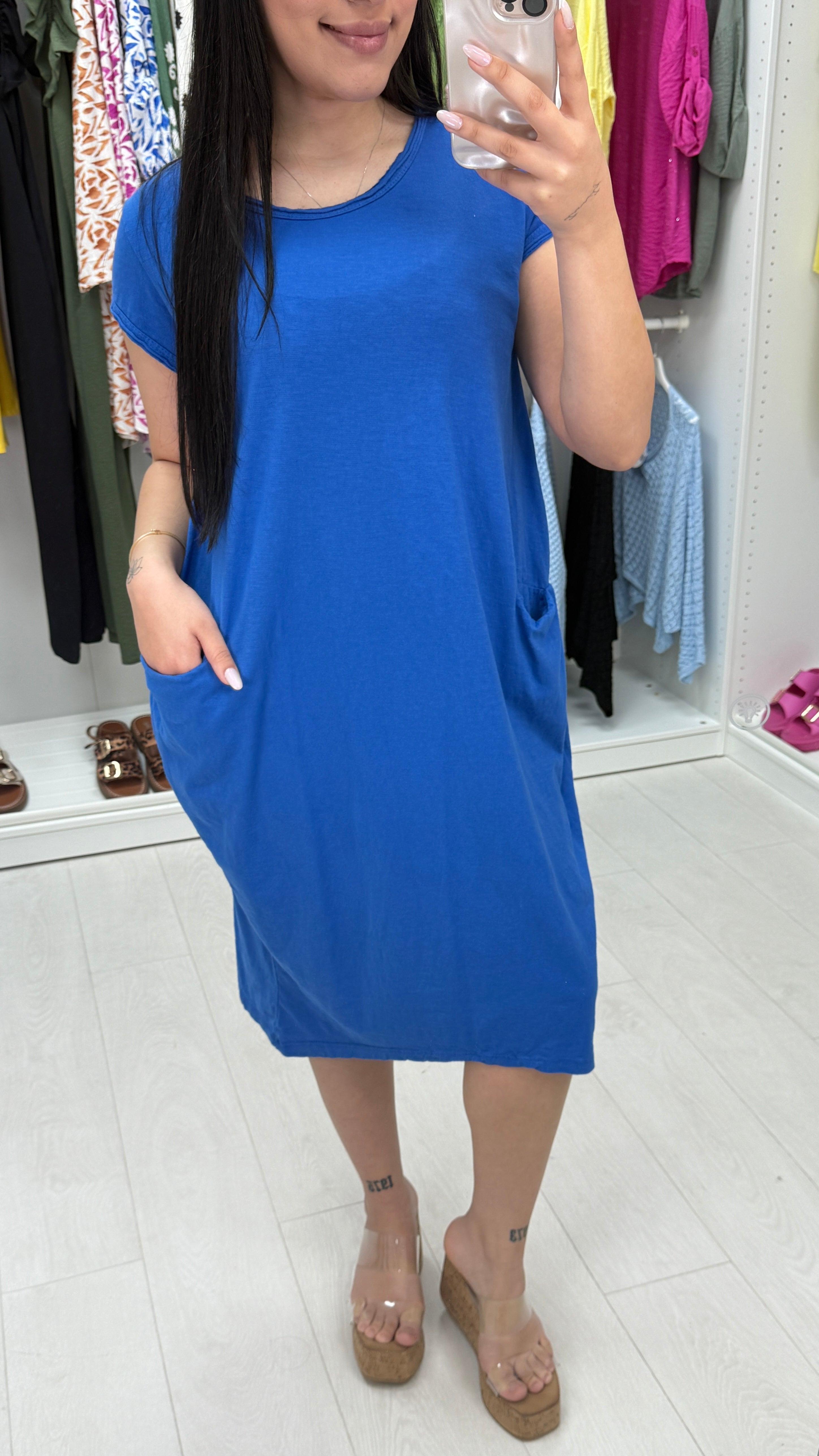 Bambina Plain Pocket Midi Dress