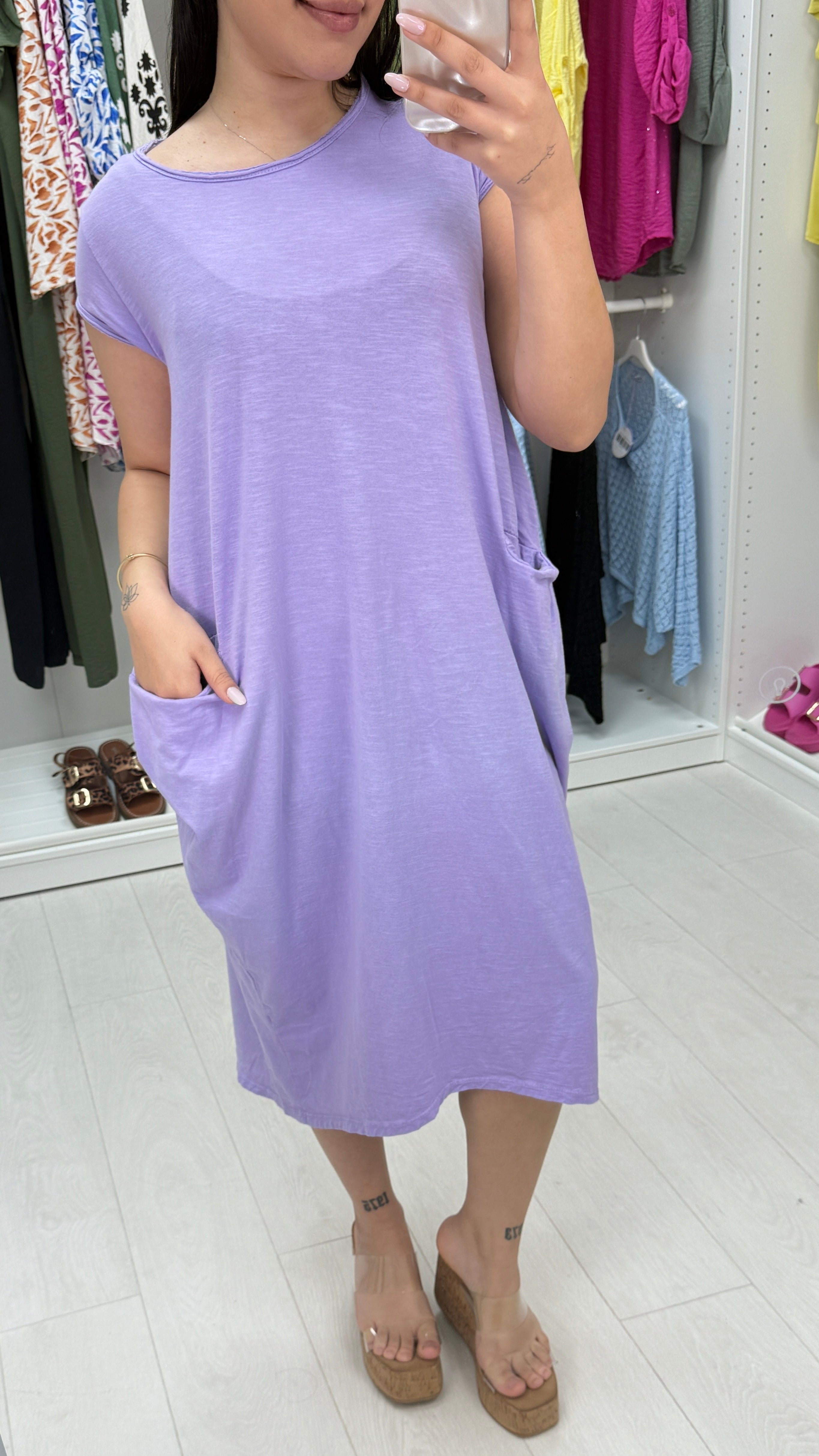 Bambina Plain Pocket Midi Dress