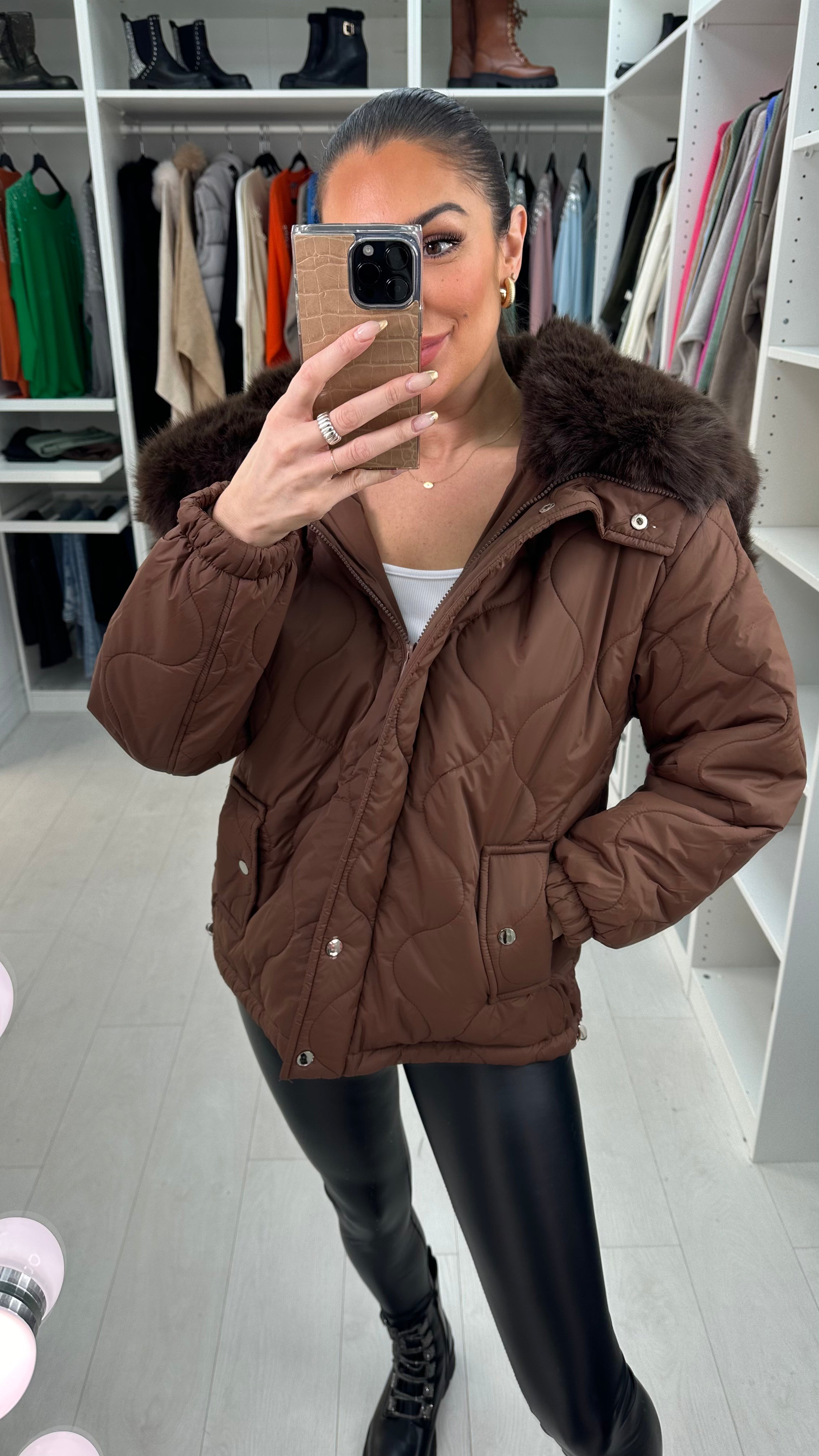 Kendra Chocolate Oversized Luxury Faux Fur Lined Coat