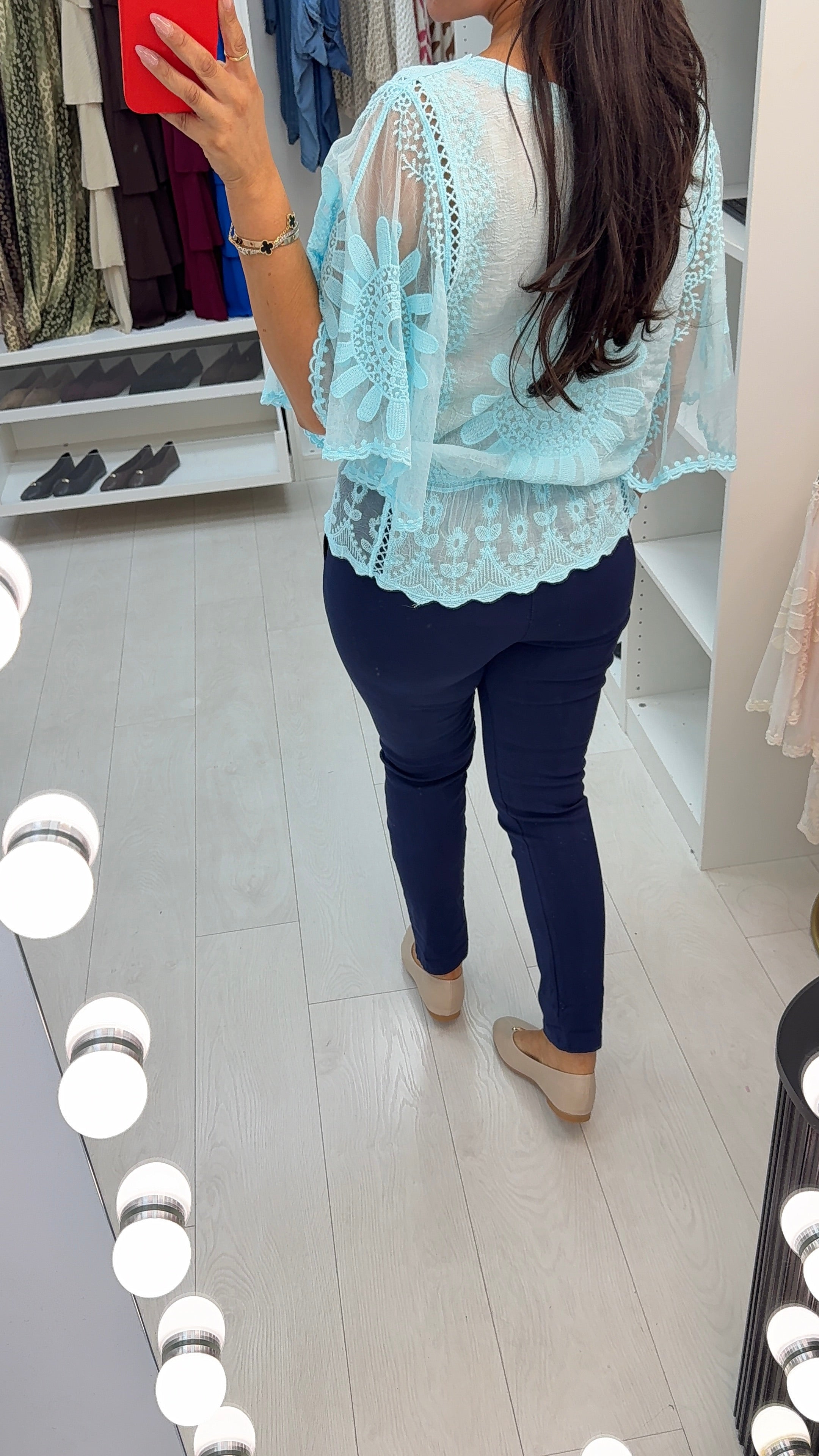 Izobel Embroidery Detailed Batwing Sleeve Blouse