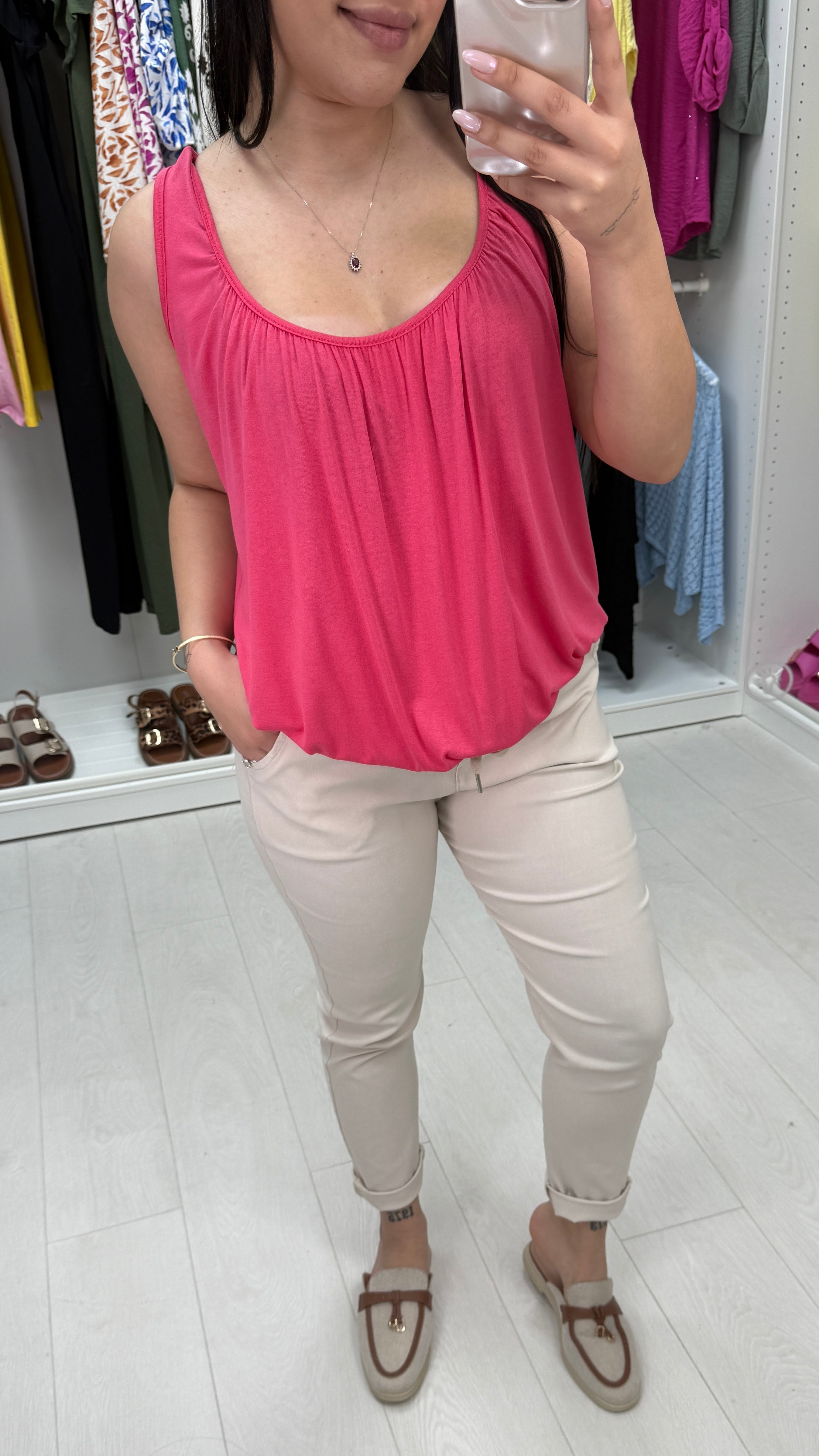 Cece Elastic Hem Bubble Basic Vest