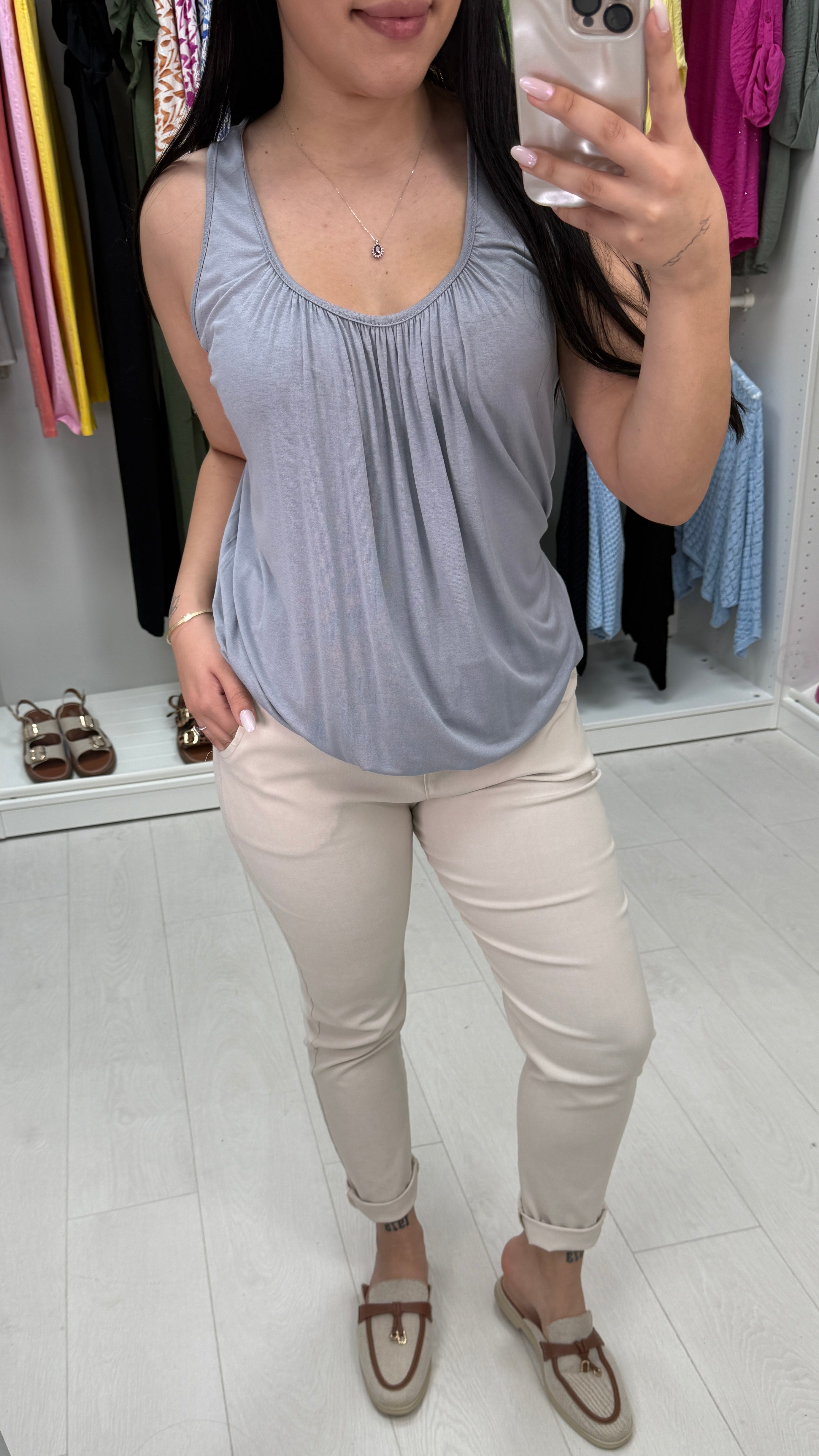 Cece Elastic Hem Bubble Basic Vest