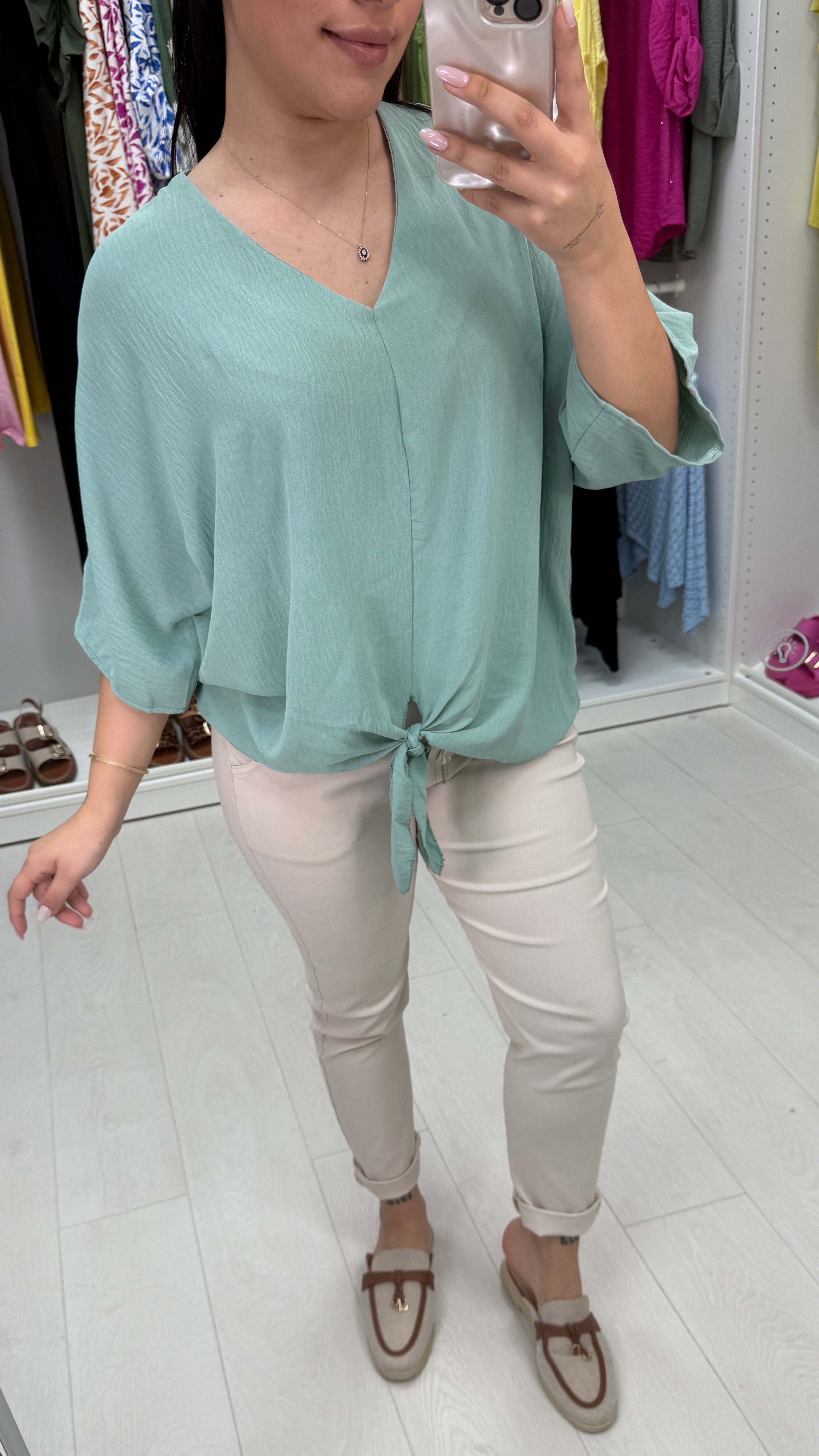Tabetha Knot Front Plain Top