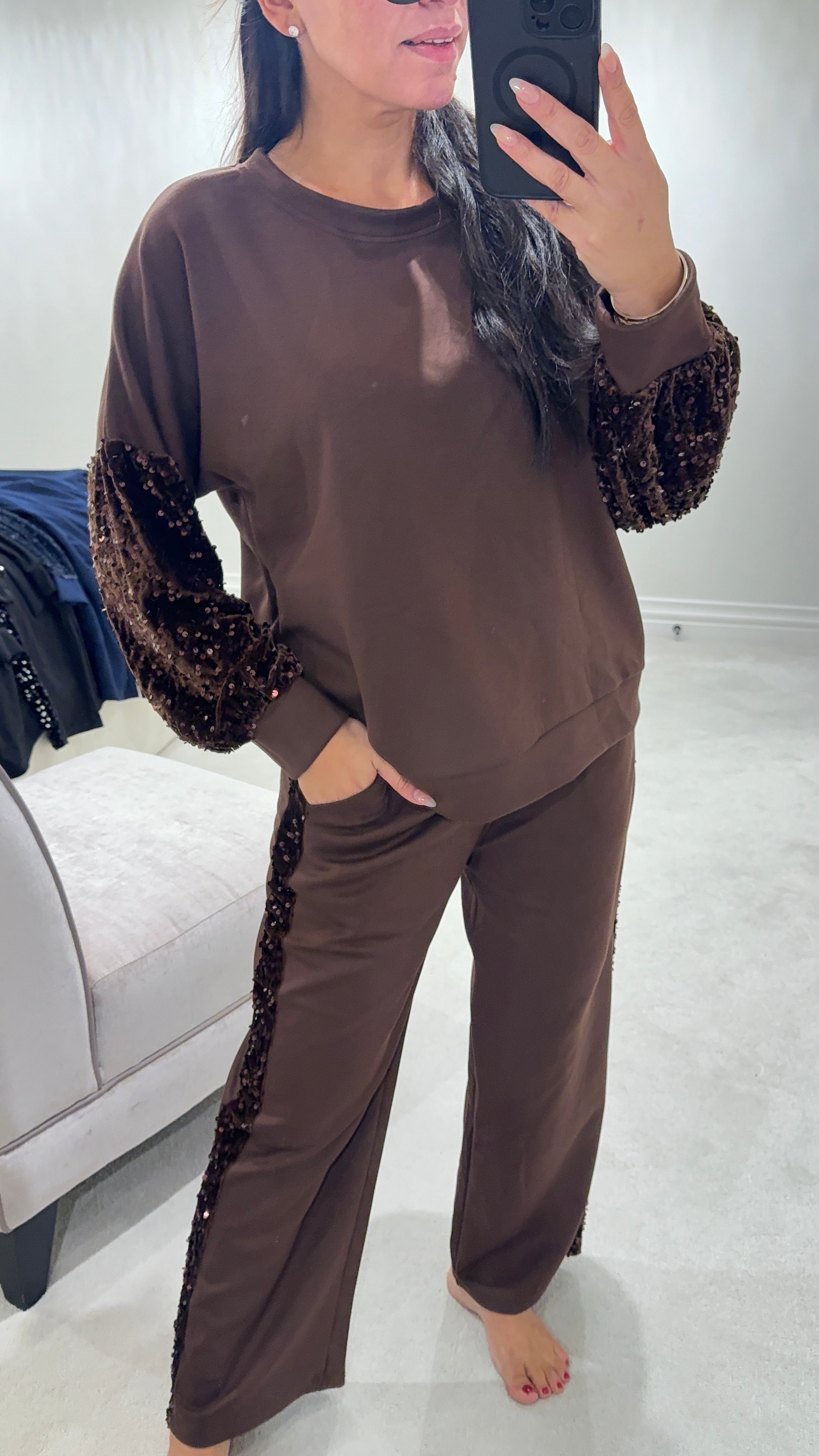Tarin Sequin Detail Loungewear Set