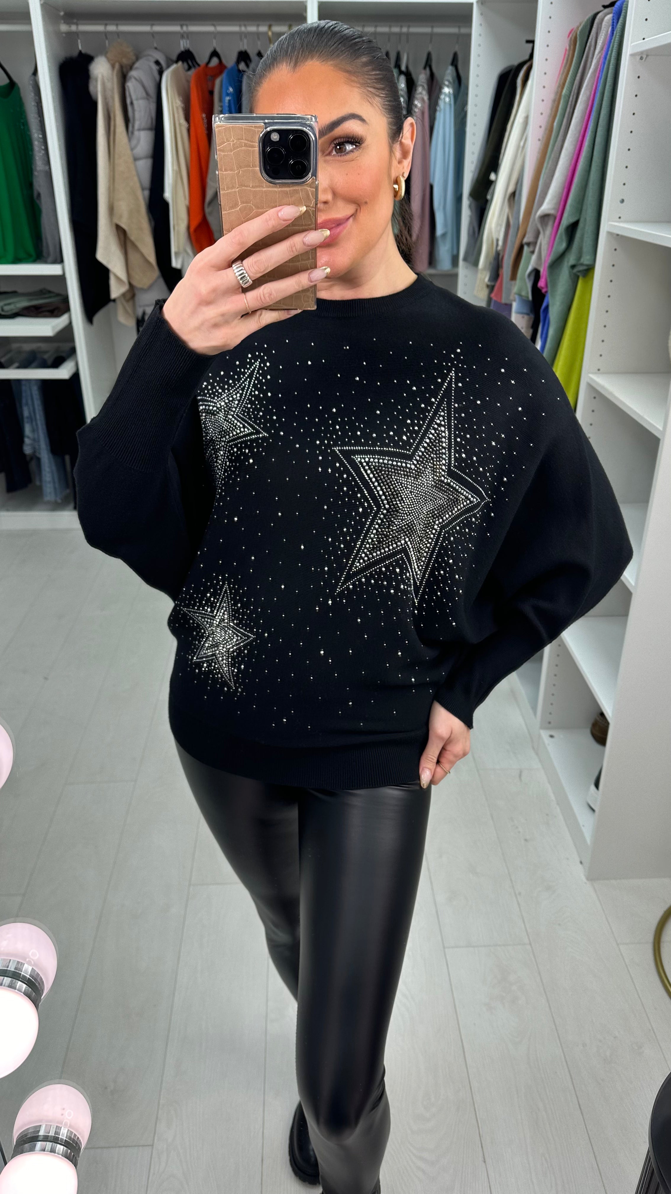 Gianna Diamante Star Sleeve Batwing Jumper