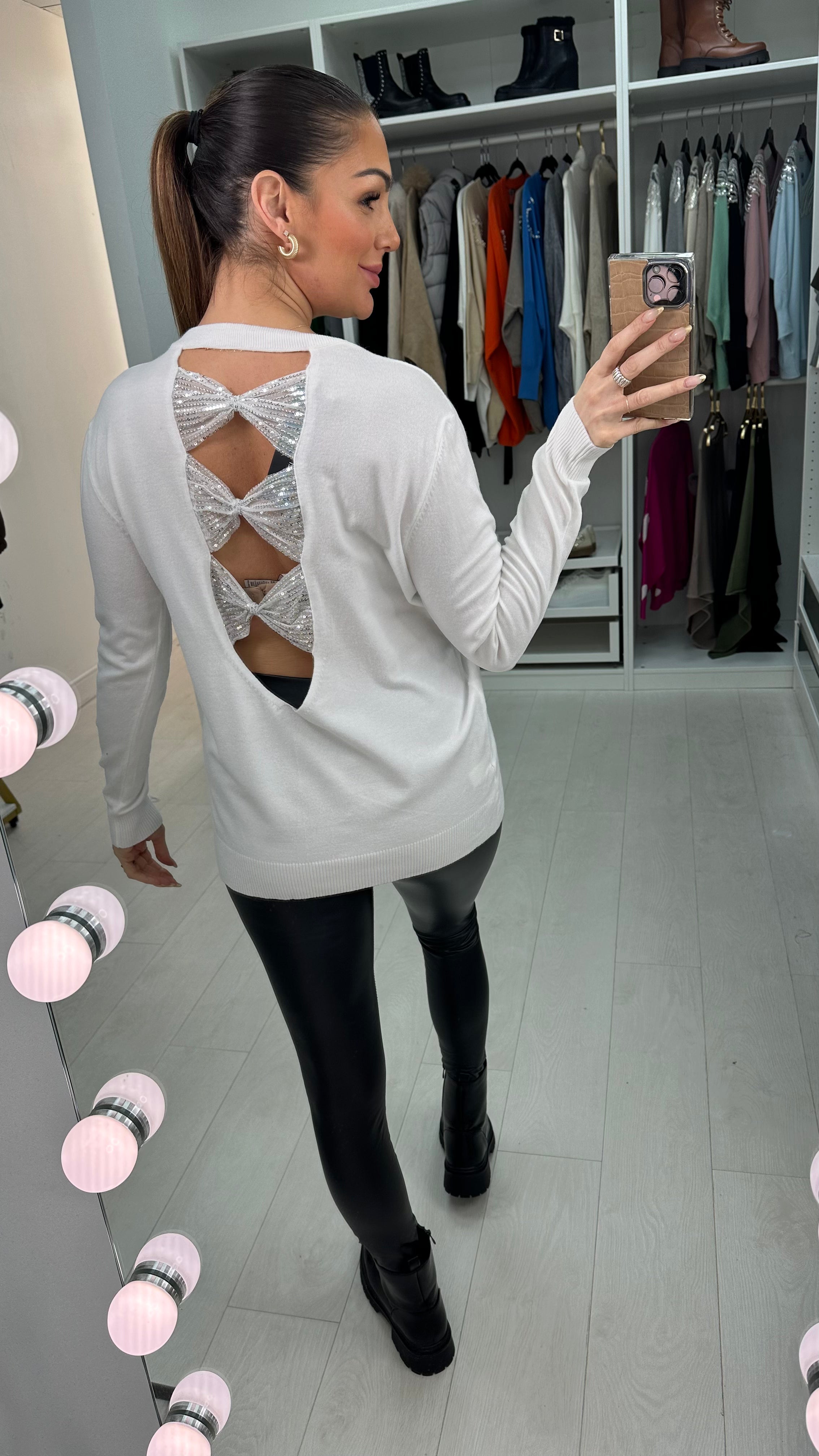 Hepburn Bow Back Cut Out Jumper