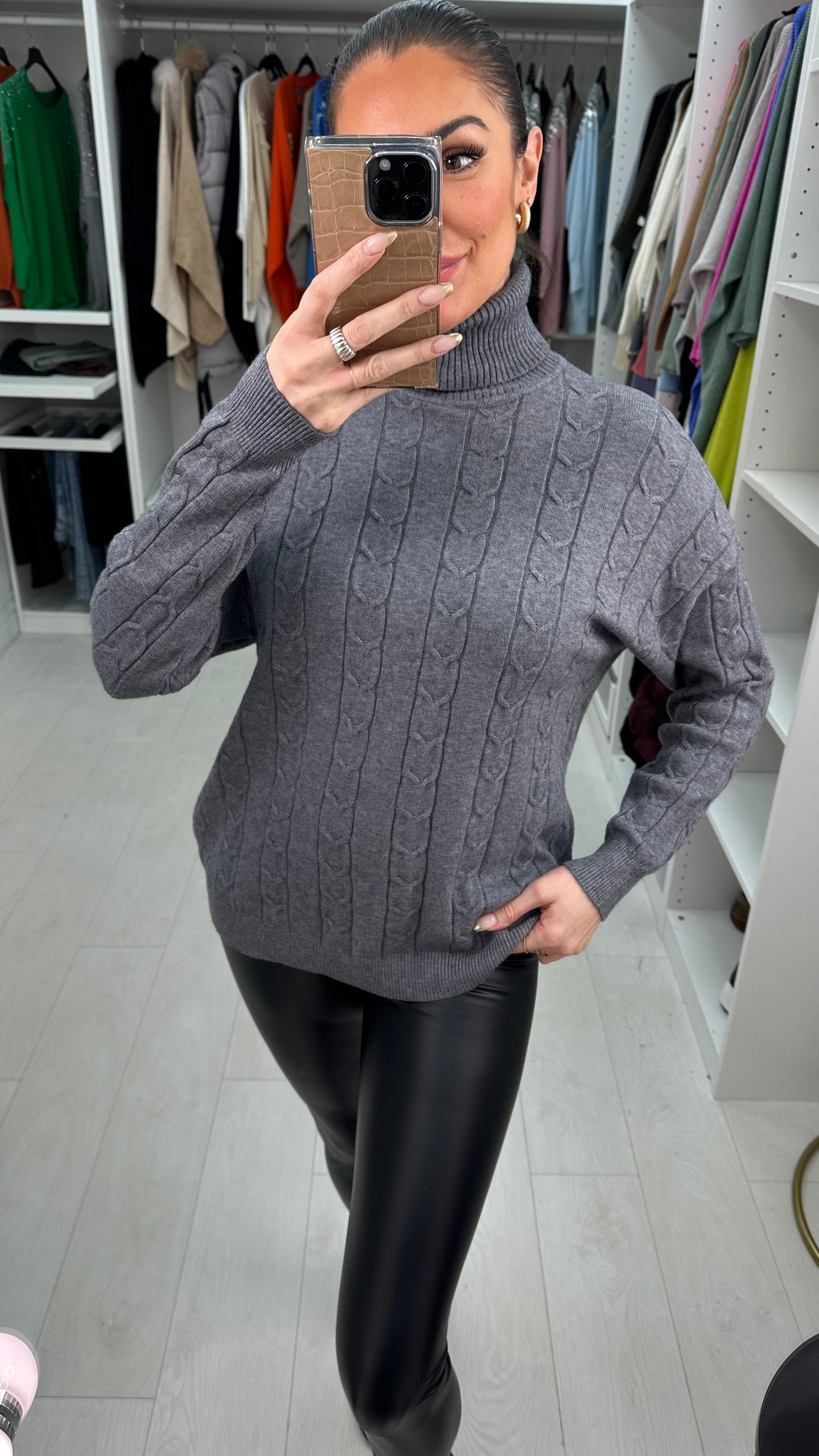 Hayley Roll Neck Cable Knit Supersoft Jumper