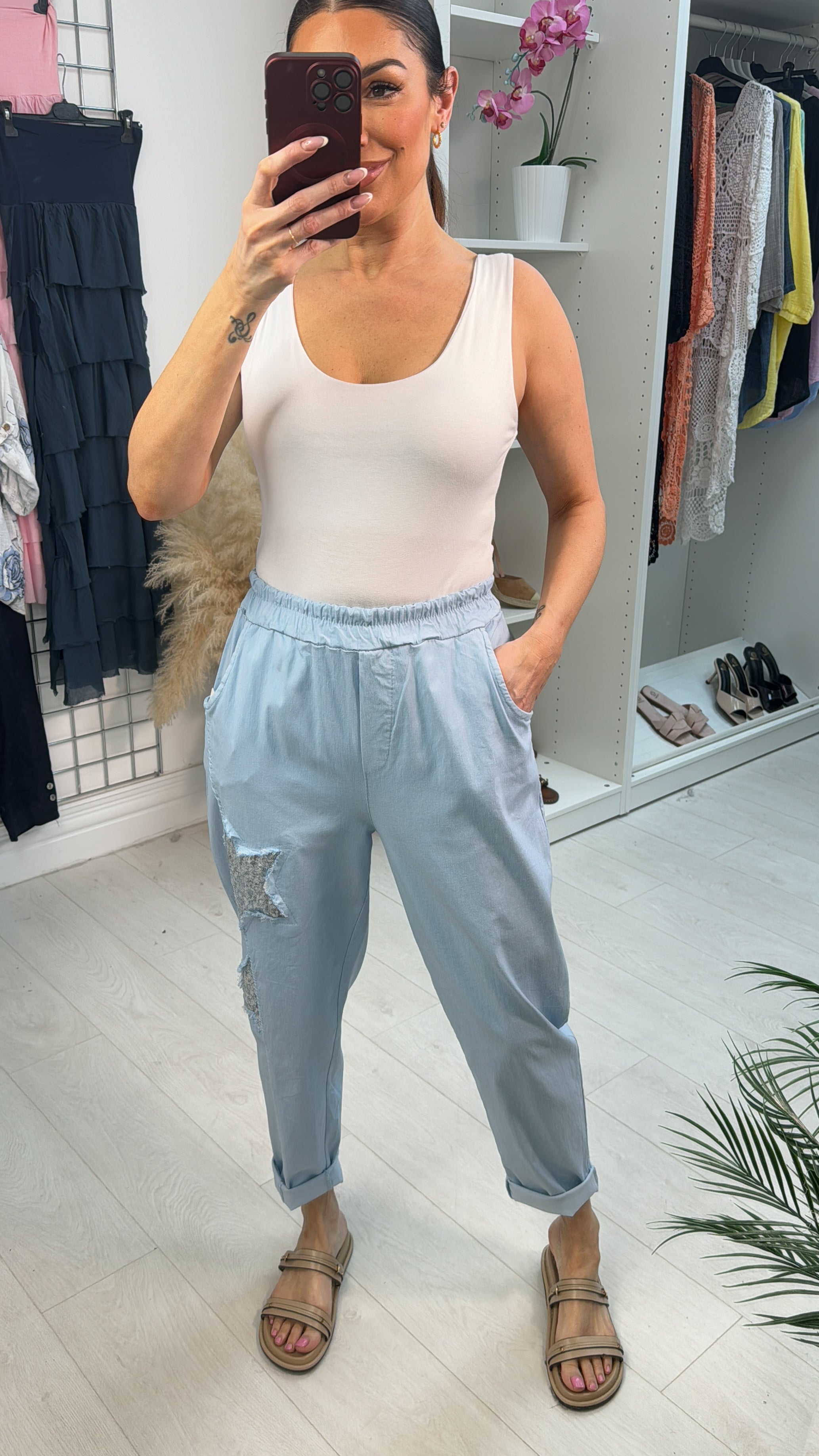 Harvie Plain Sequin Star Detail Magic Joggers