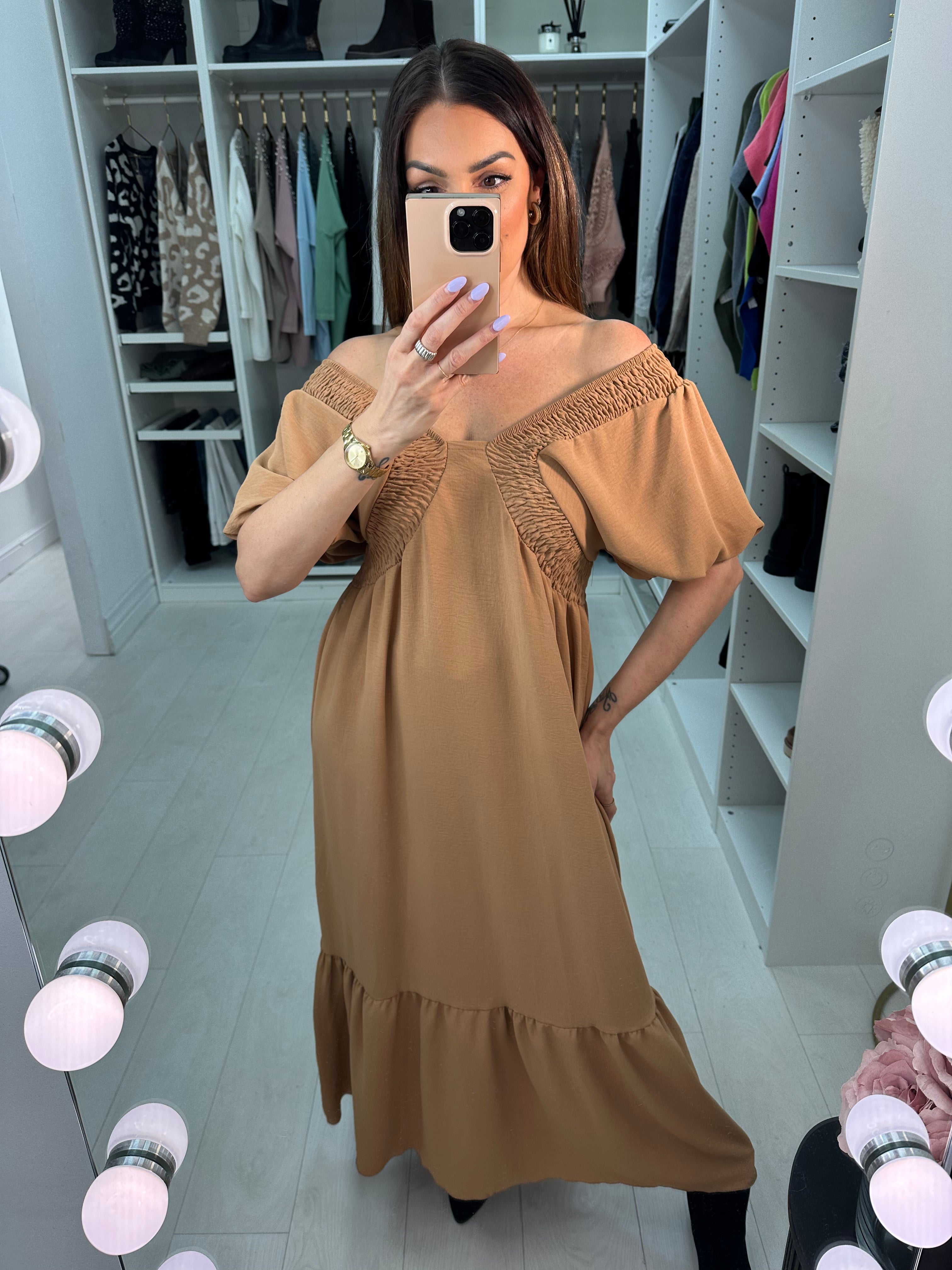 Priya Balloon Sleeve Smock Maxi Dress