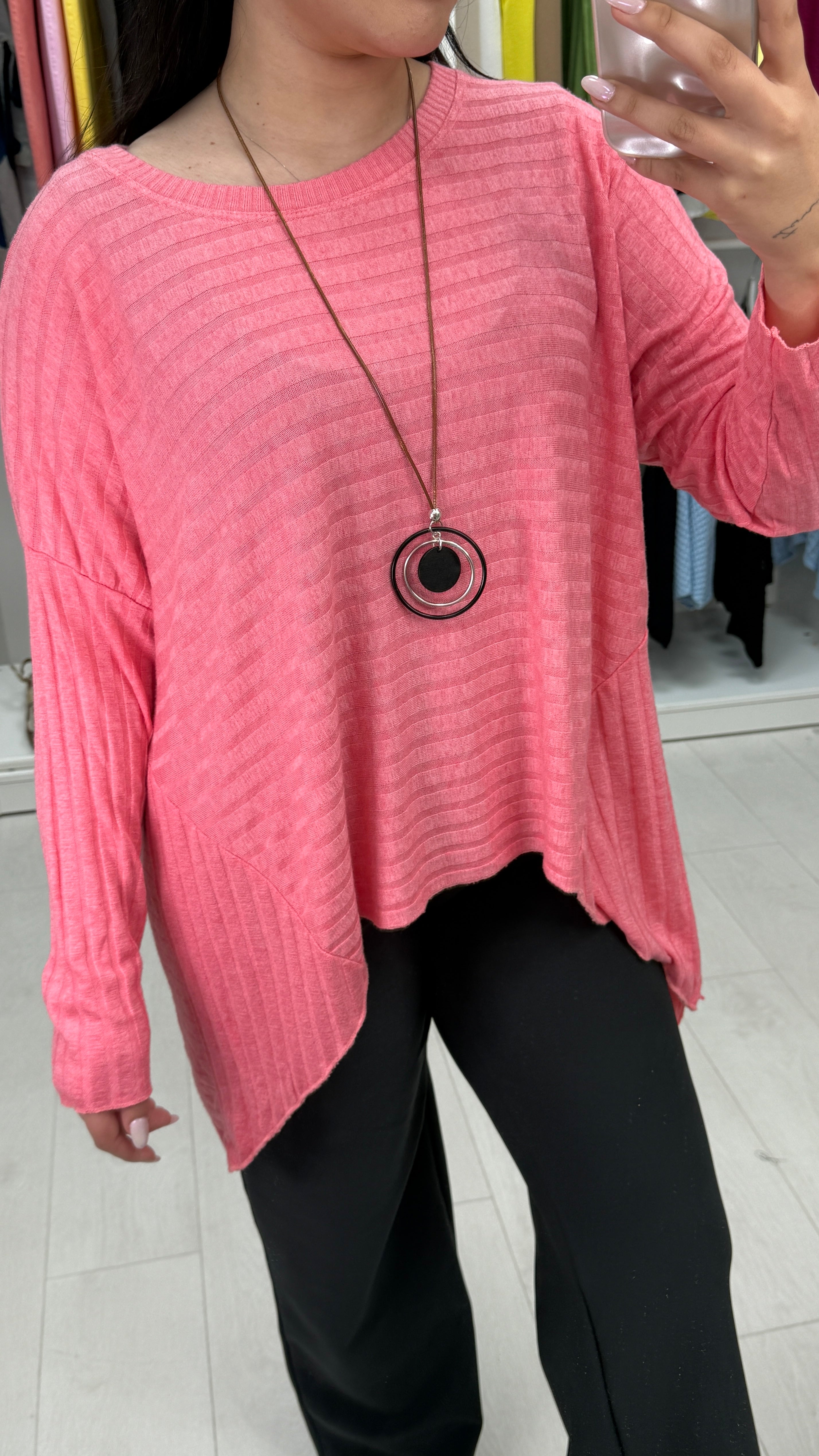 Akira Plain Asymmetric Thin Knit Top