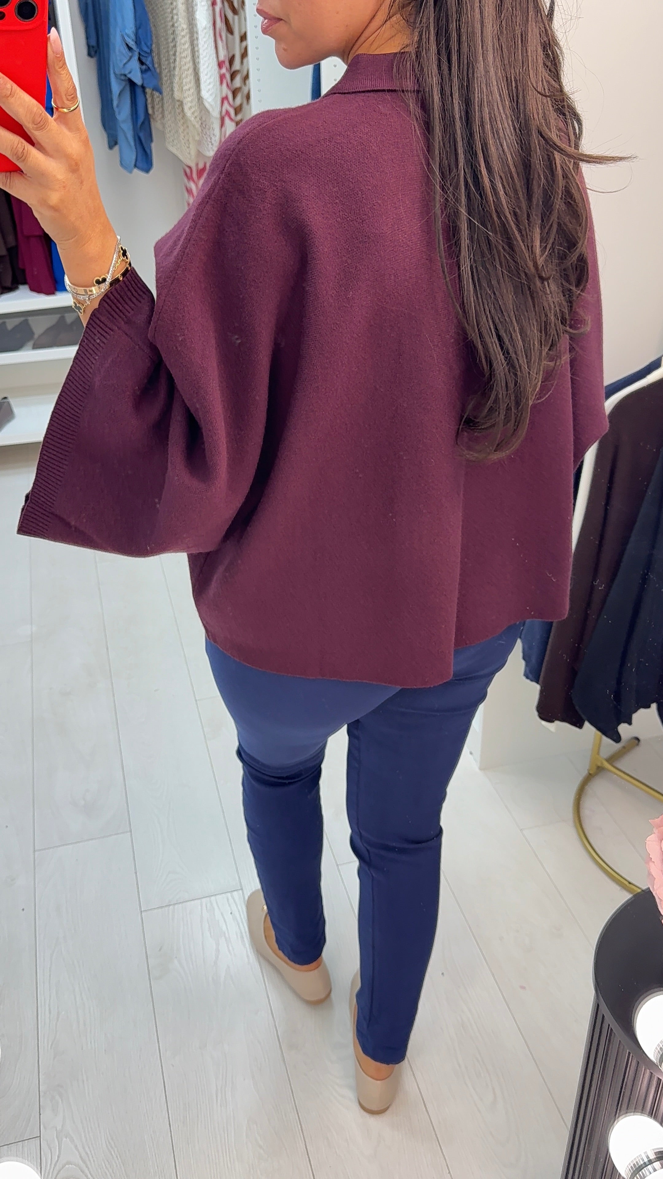 Hilarie Plain Collared Batwing Jumper